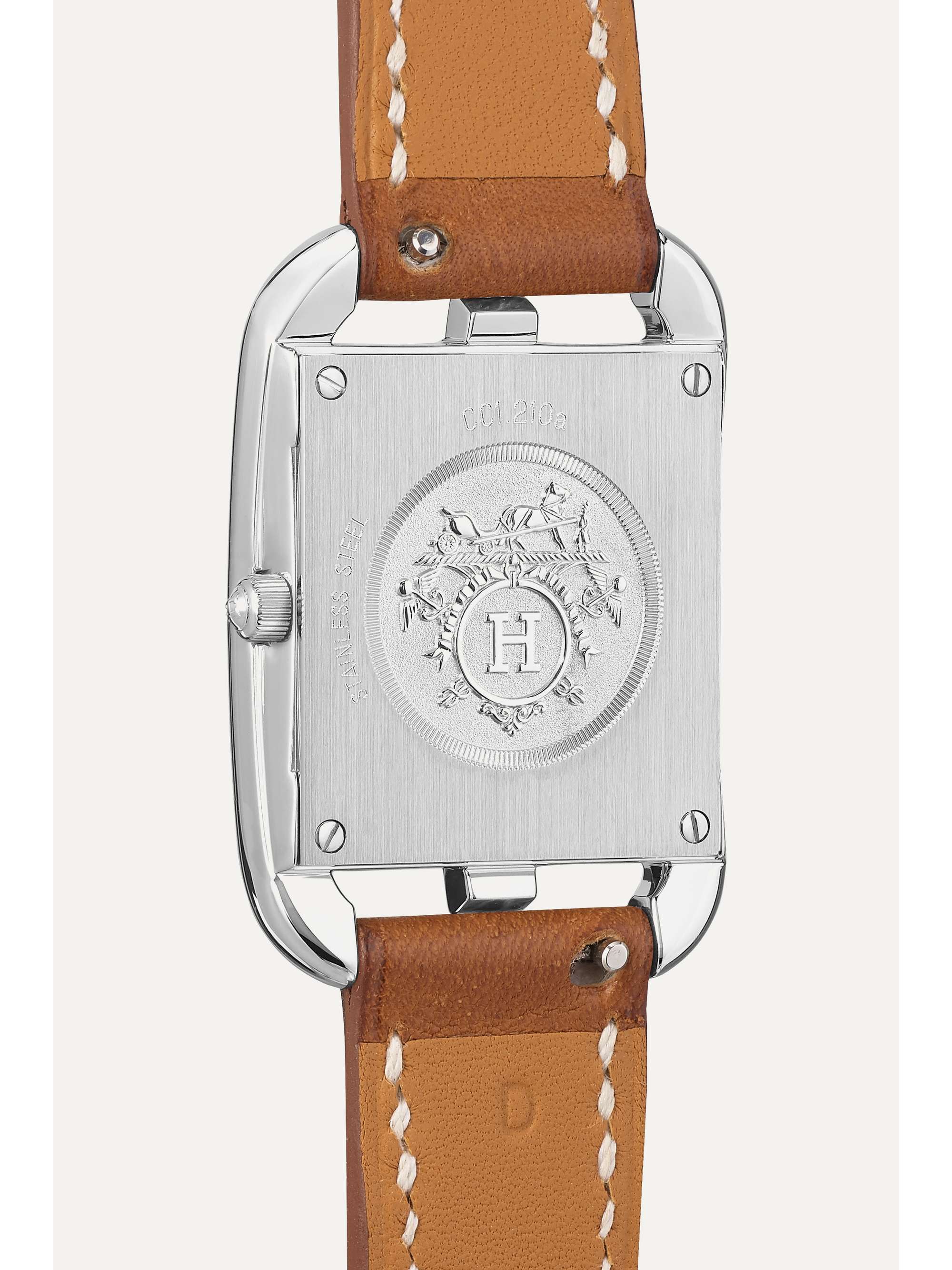 HERMÈS TIMEPIECES Montre en acier inoxydable, nacre et diamants à bracelet en cuir Cape Cod Small 23 mm
