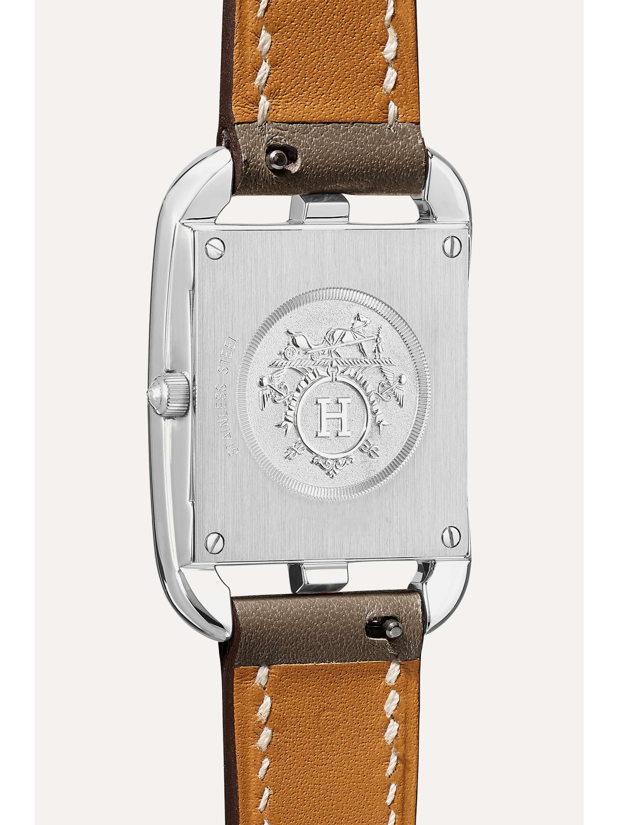 HERMÈS TIMEPIECES Cape Cod 23mm small stainless steel, leather, mother-of-pearl and diamond watch