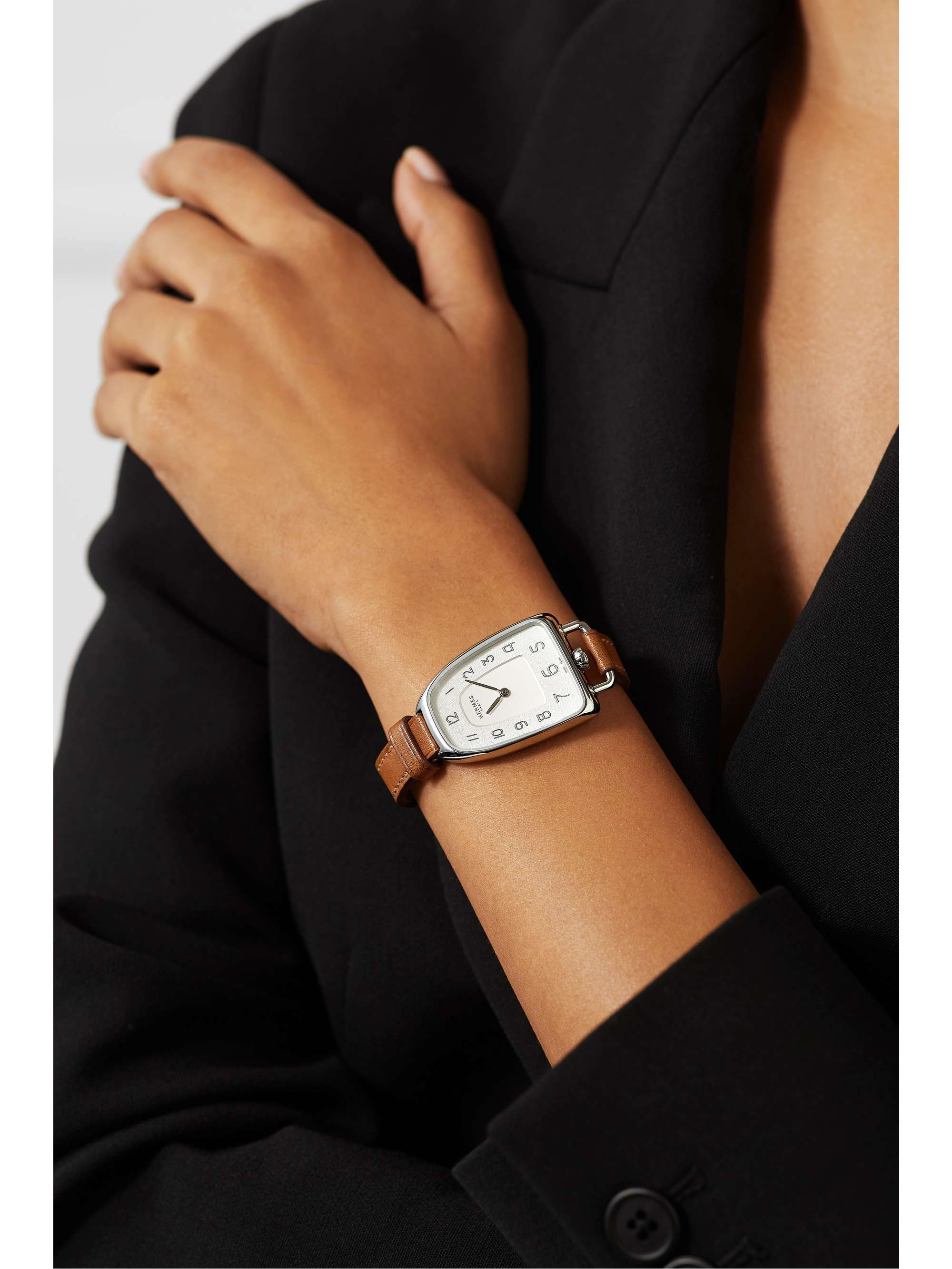 HERMÈS TIMEPIECES Galop d'Hermès 40mm large 18-karat rose gold and alligator watch