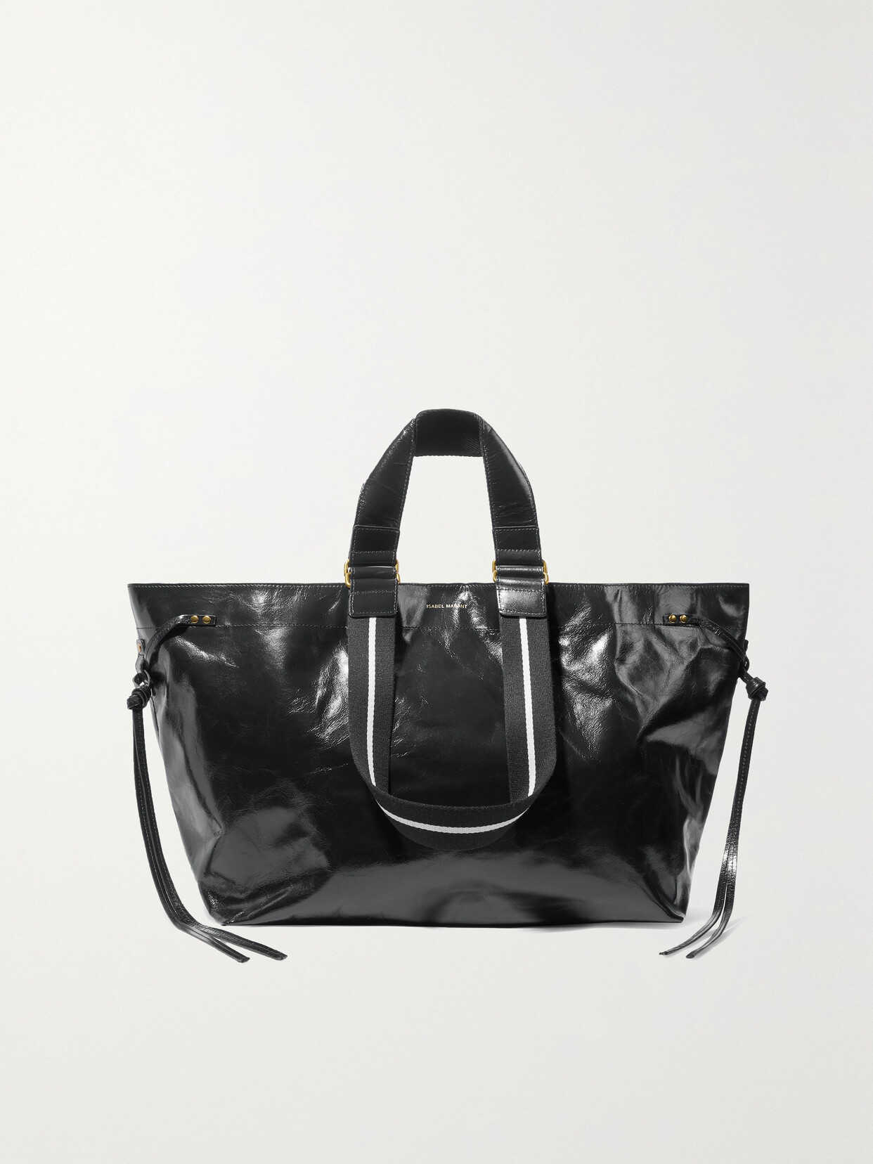 Isabel Marant Wardy Crinkled Patent-leather Tote In Black