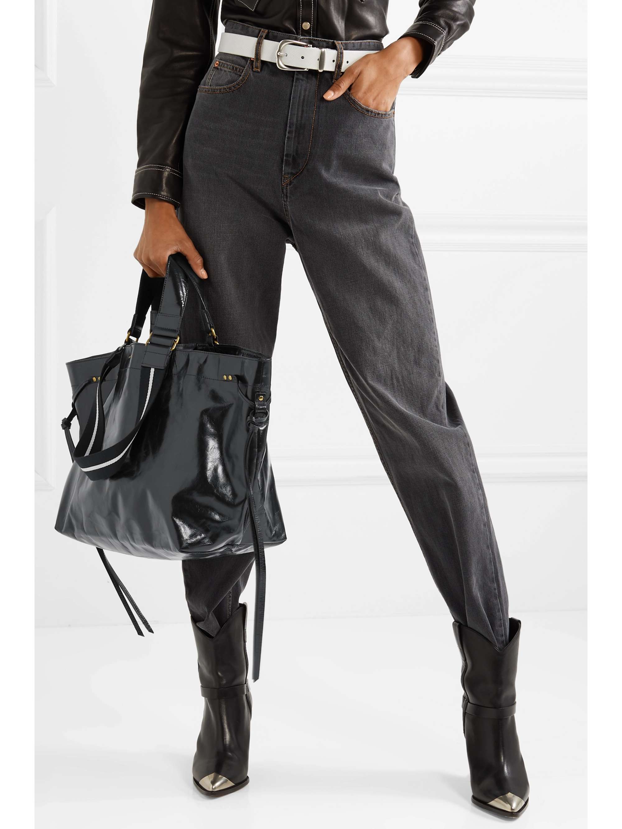 ISABEL glossed-leather tote | NET-A-PORTER