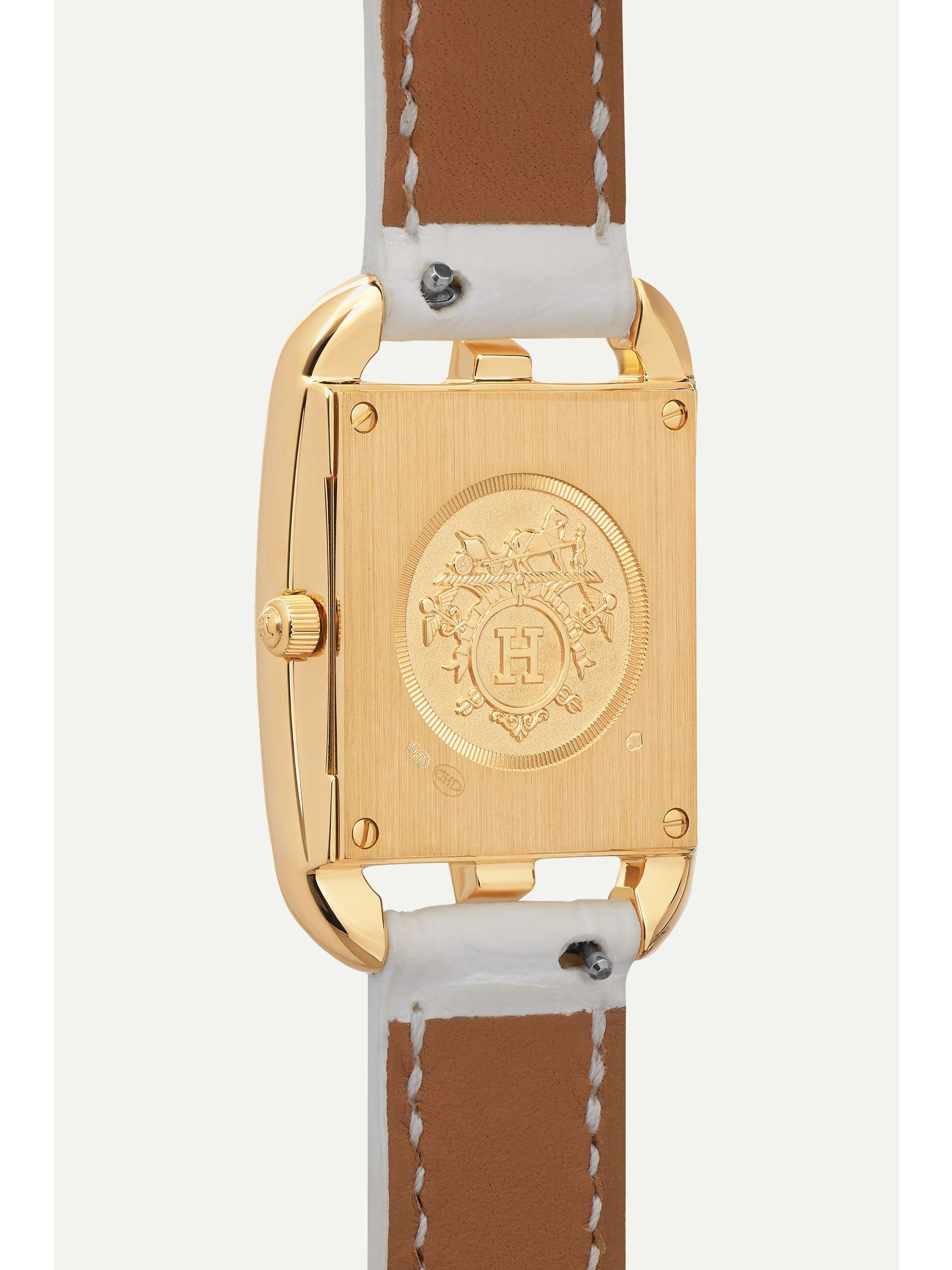 HERMÈS TIMEPIECES Cape Cod 23mm small 18-karat gold, alligator, mother-of-pearl and diamond watch