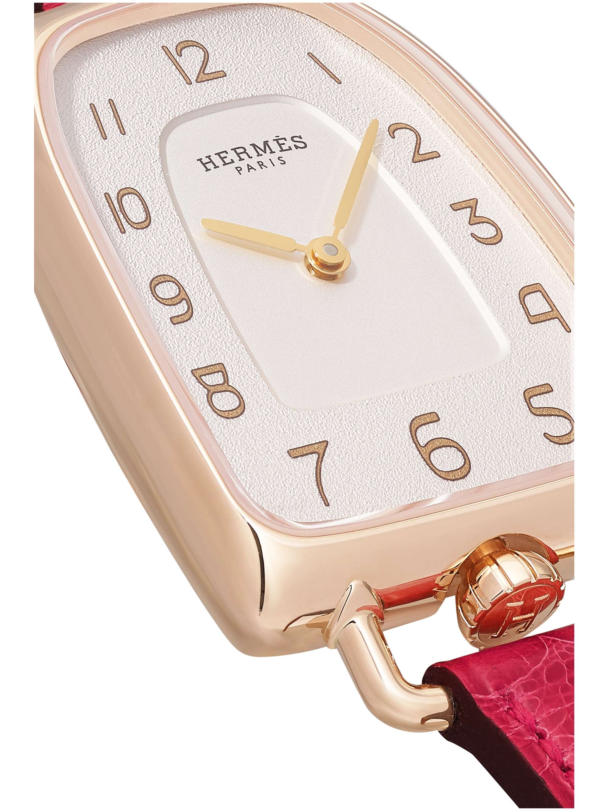 HERMÈS TIMEPIECES Galop d'Hermès 40 mm große Uhr aus 18 Karat Roségold mit Alligatorlederarmband