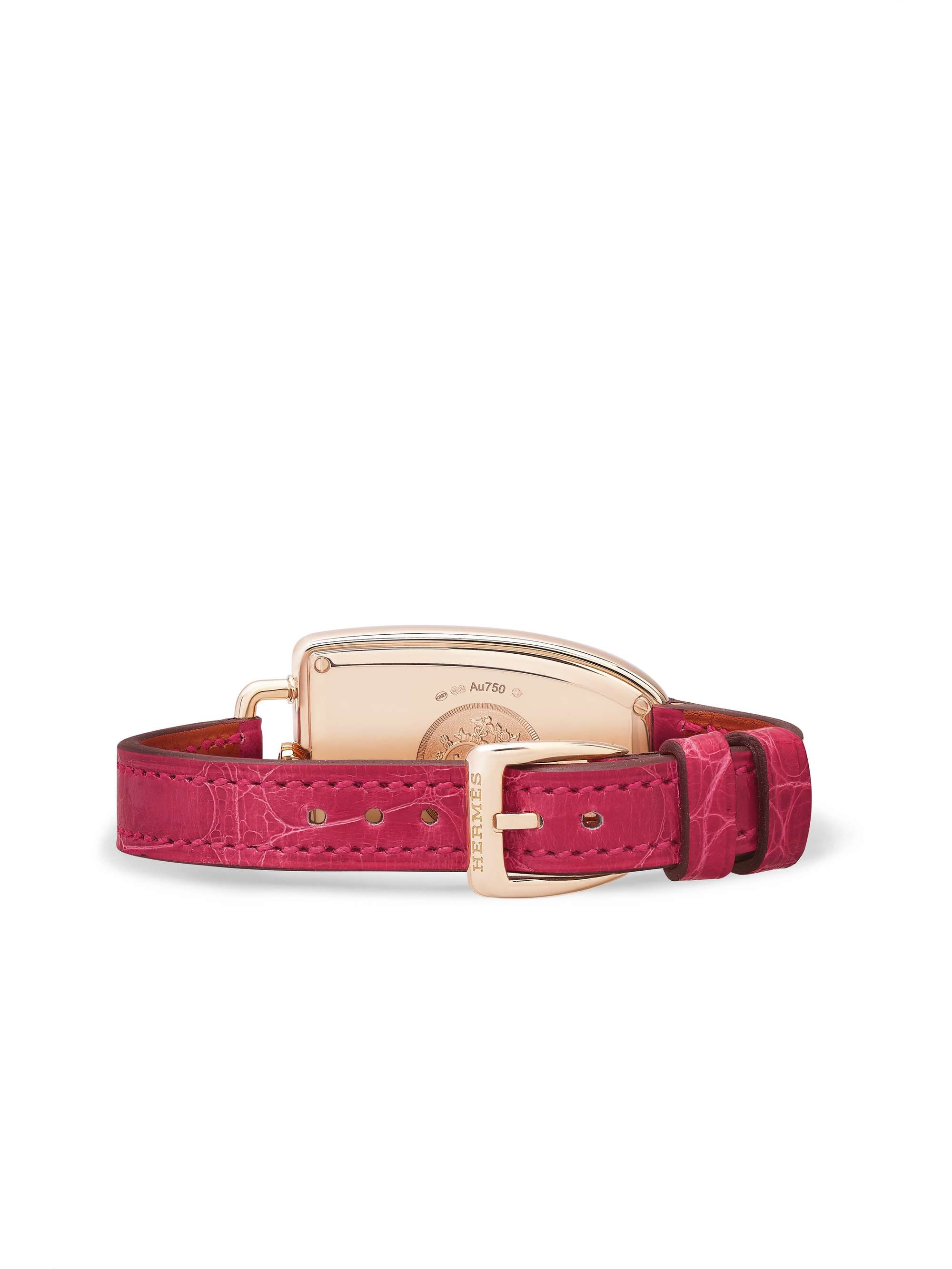 HERMÈS TIMEPIECES Galop d'Hermès 40 mm große Uhr aus 18 Karat Roségold mit Alligatorlederarmband
