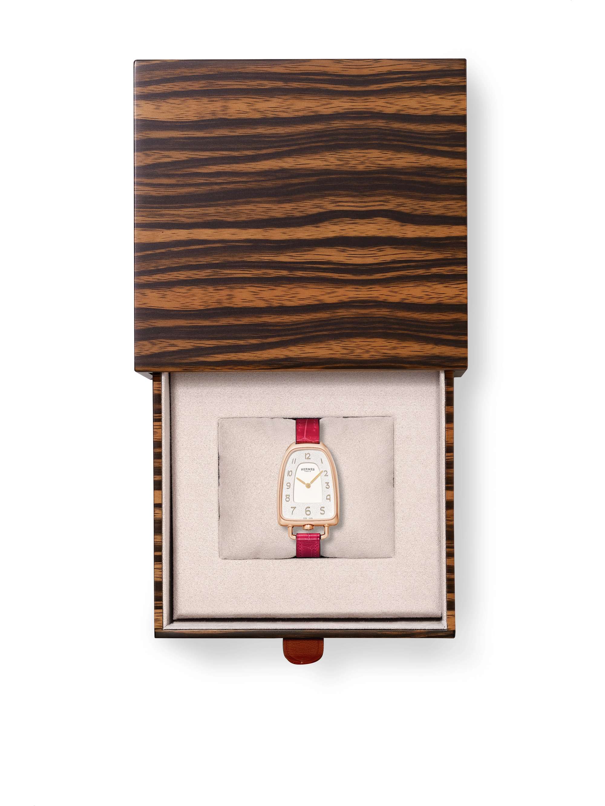 HERMÈS TIMEPIECES Galop d'Hermès 40 mm große Uhr aus 18 Karat Roségold mit Alligatorlederarmband