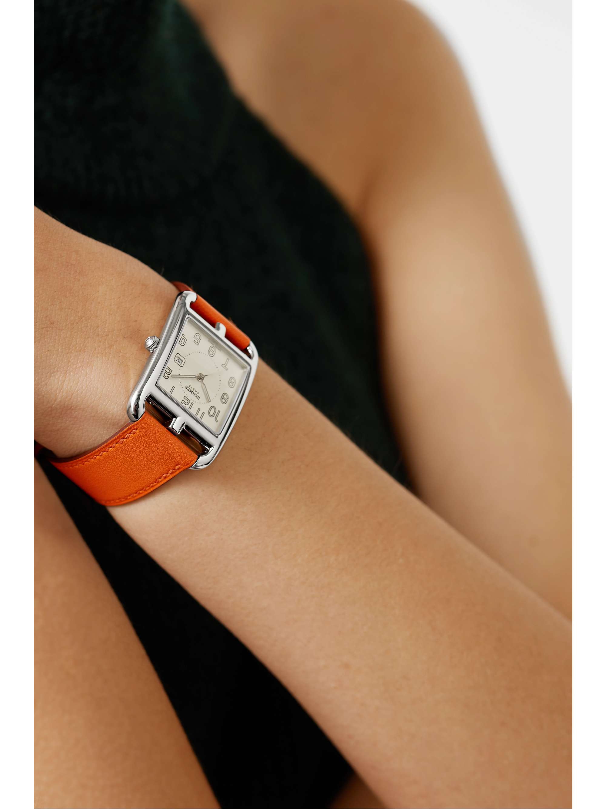 HERMÈS TIMEPIECES Cape Cod 29mm large stainless steel and leather watch