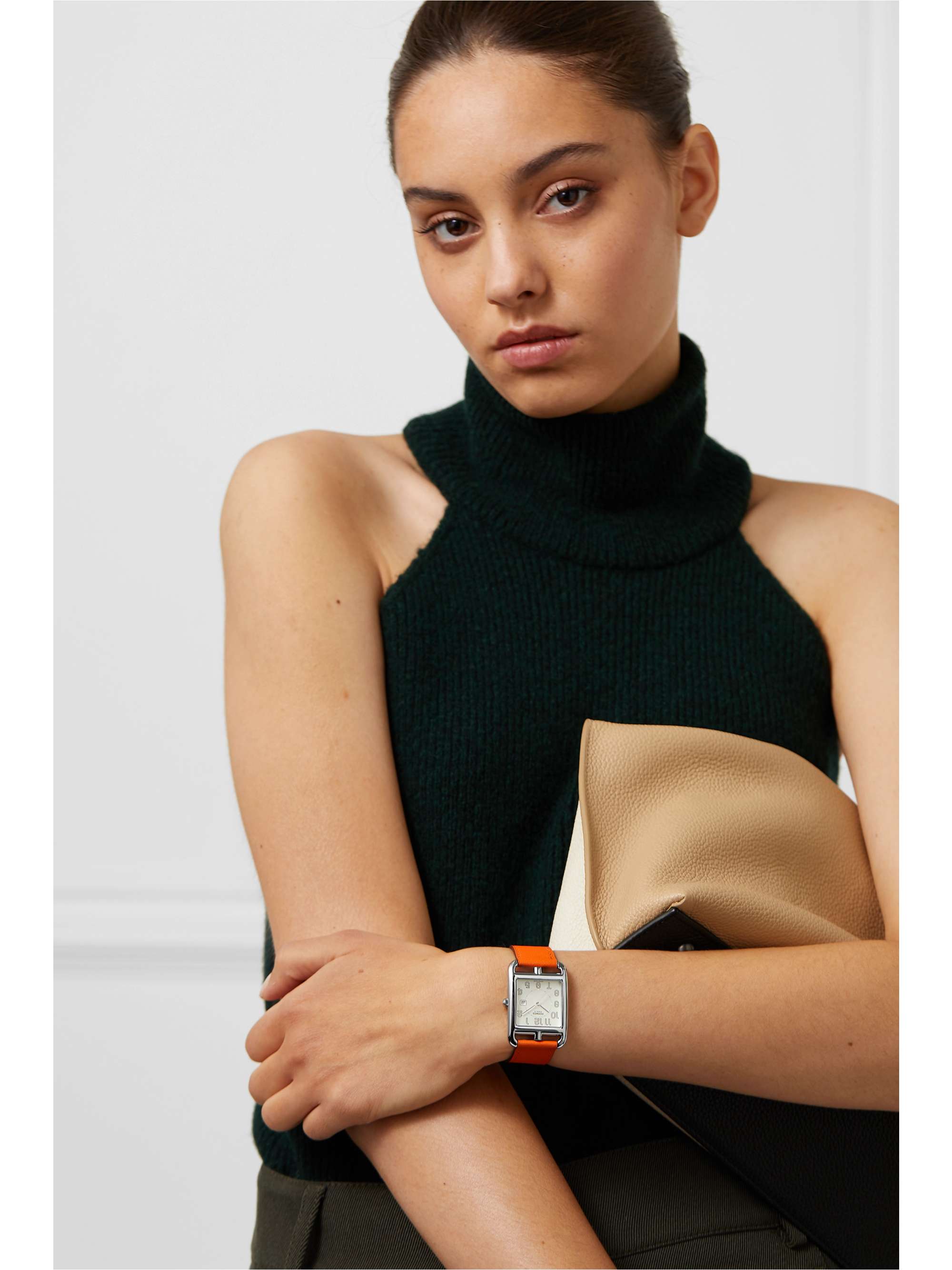 HERMÈS TIMEPIECES Cape Cod 29mm large stainless steel and leather watch