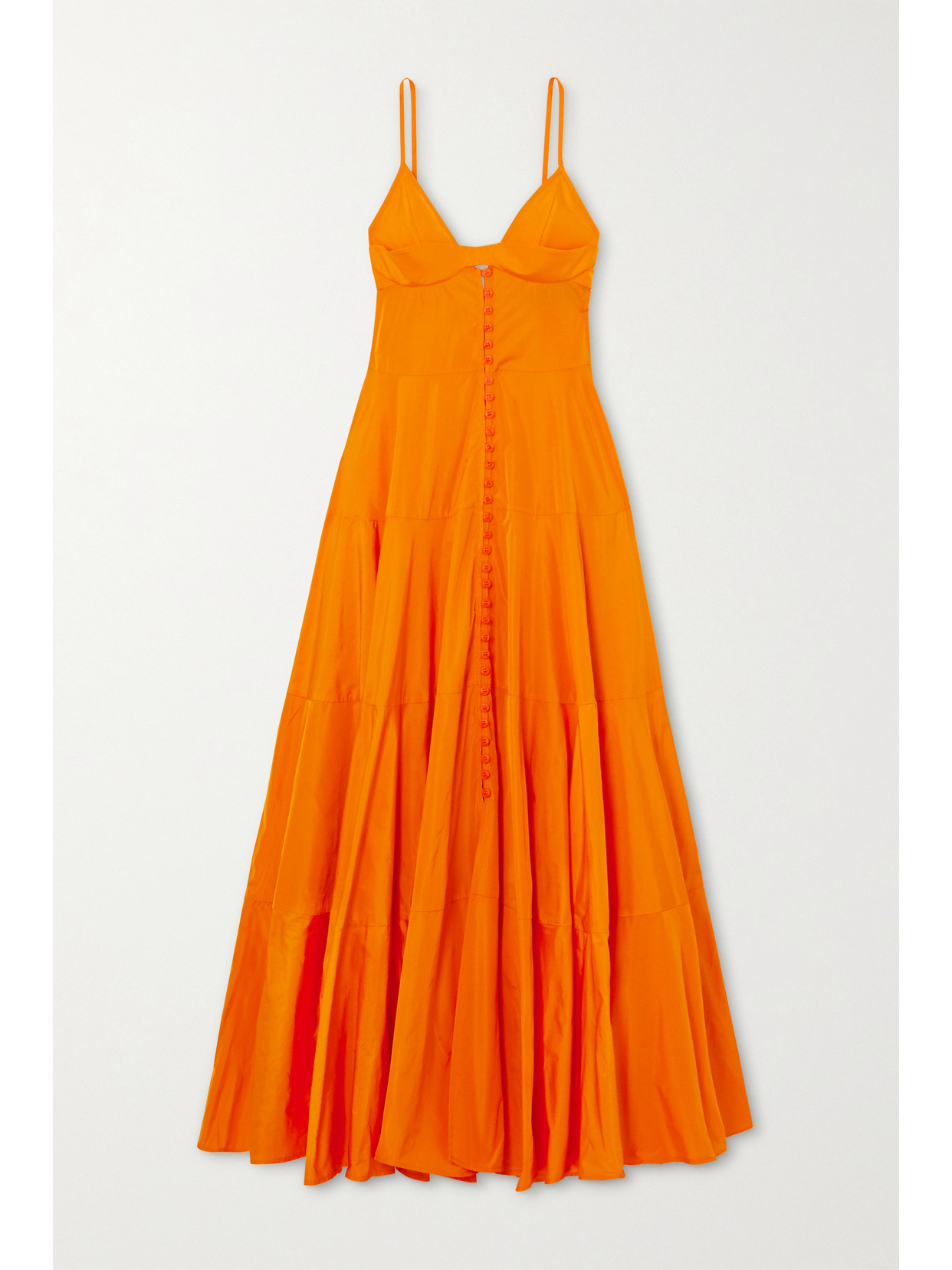 Jacquemus - Manosque Tiered Taffeta Maxi Dress - Orange