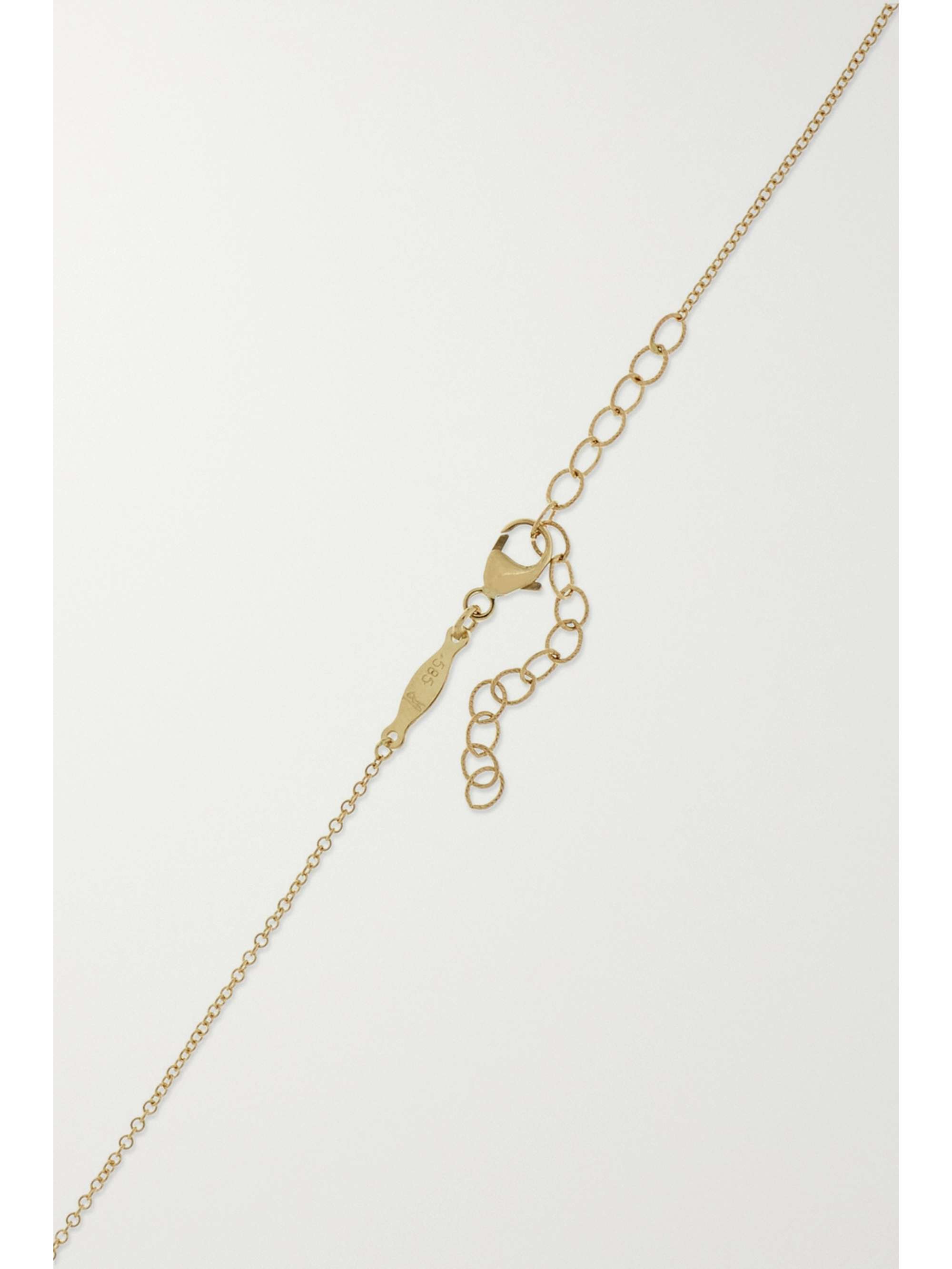 JACQUIE AICHE Mini Double Horn 14-karat gold, moonstone and diamond necklace