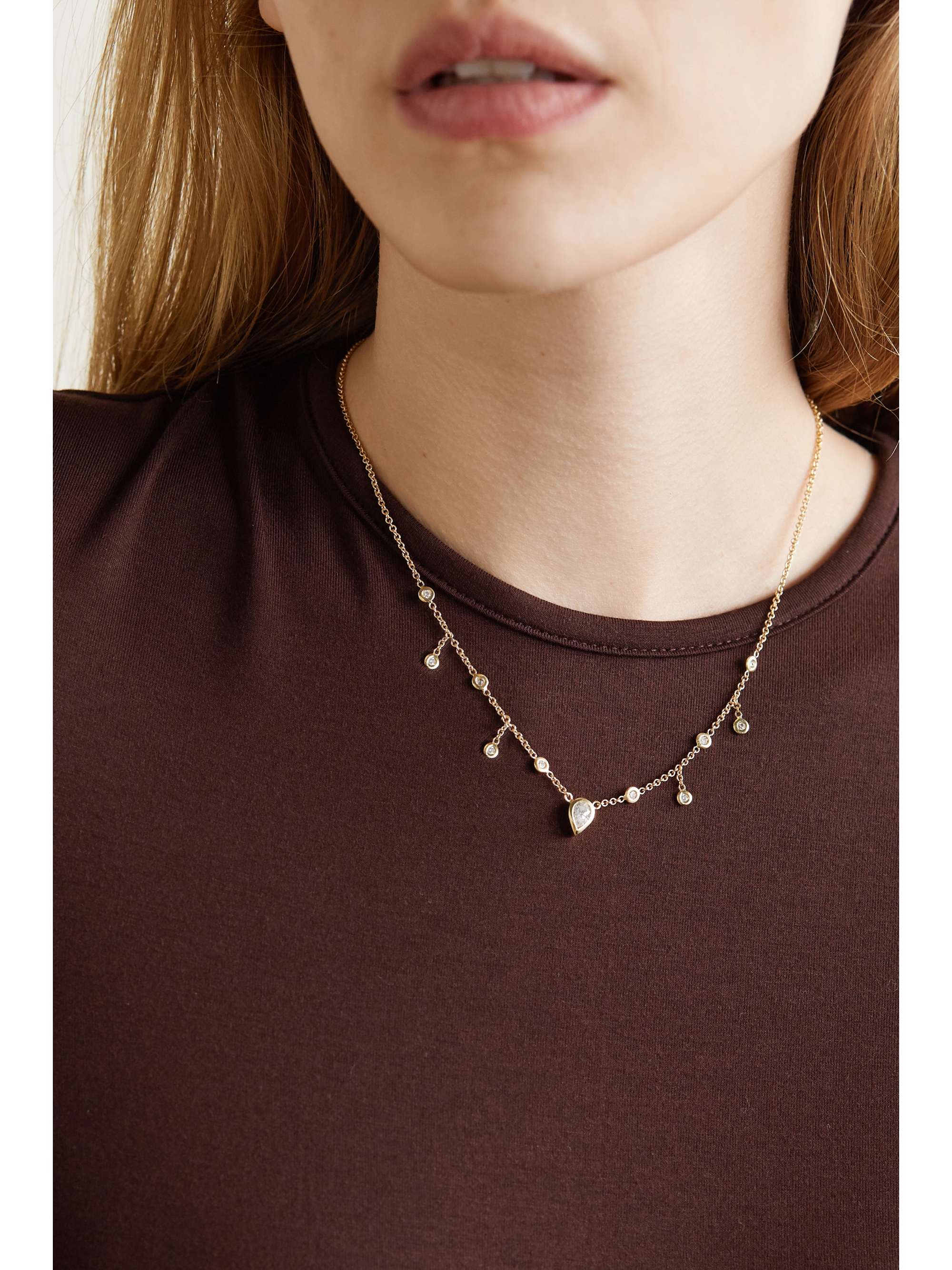 JACQUIE AICHE 14-karat gold diamond necklace