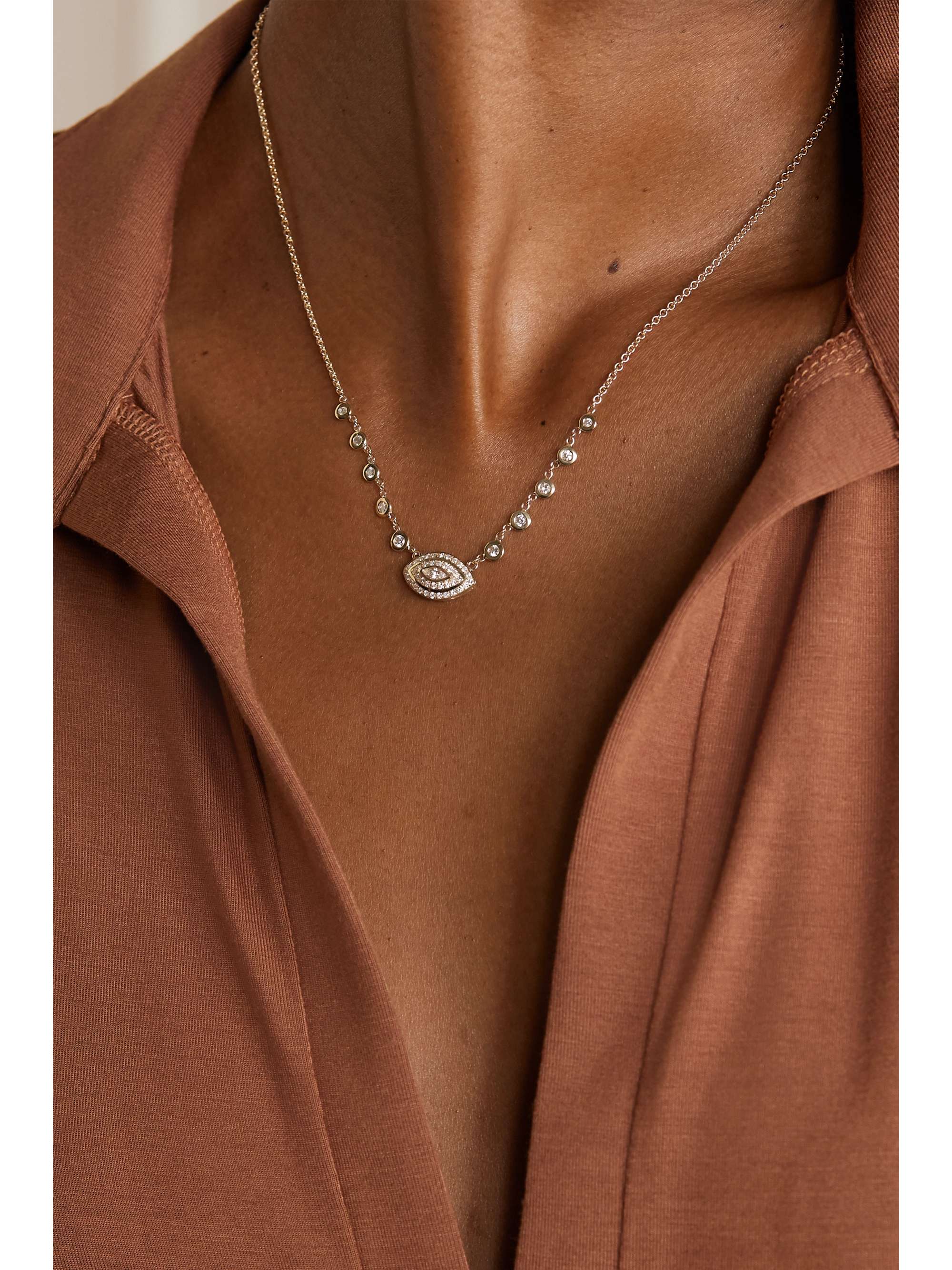 JACQUIE AICHE Emily 14-karat gold diamond necklace