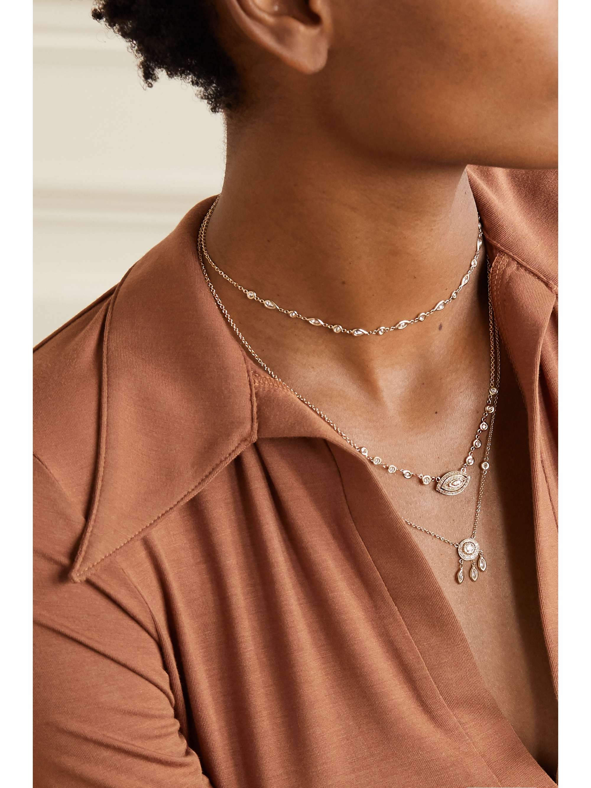 JACQUIE AICHE Emily 14-karat gold diamond necklace