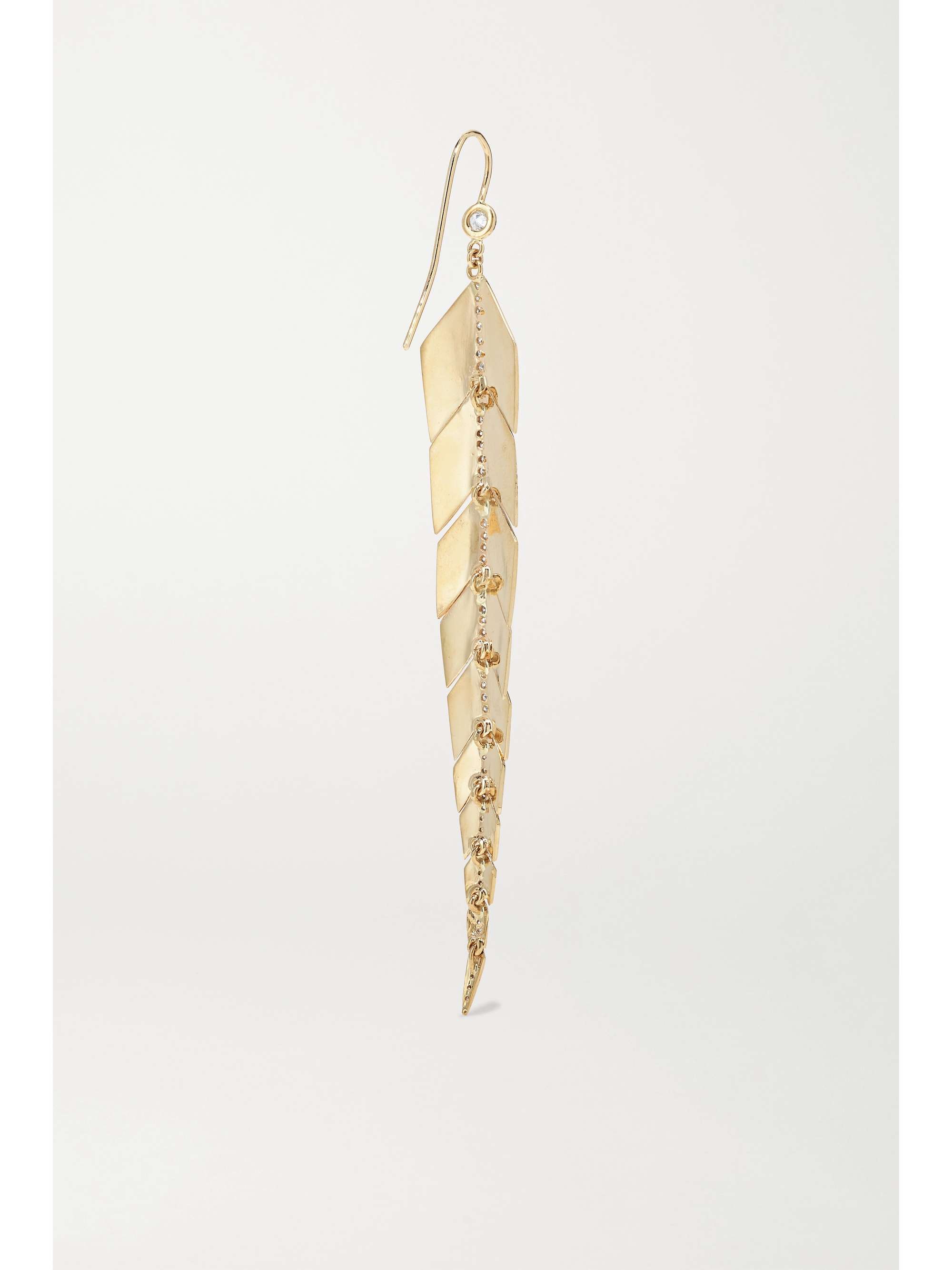 JACQUIE AICHE Medium Fishtail 14-karat gold diamond earrings