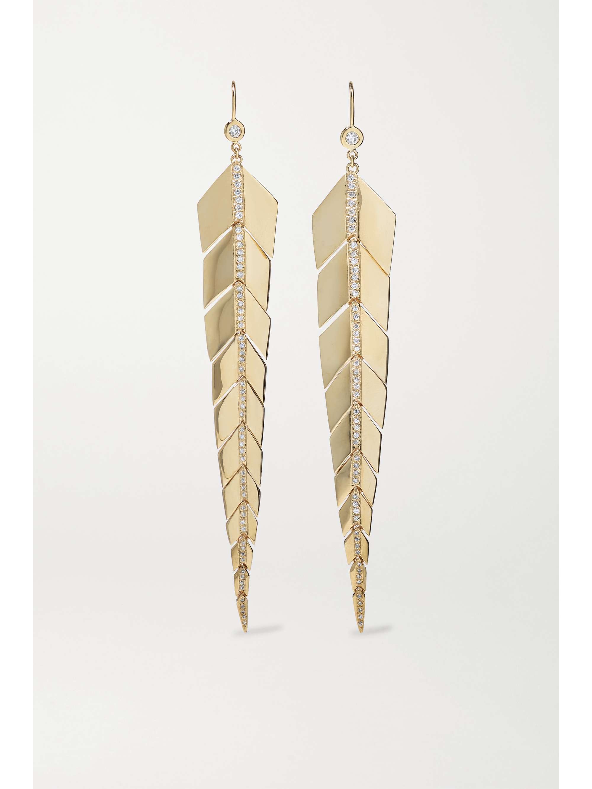 JACQUIE AICHE Medium Fishtail 14-karat gold diamond earrings