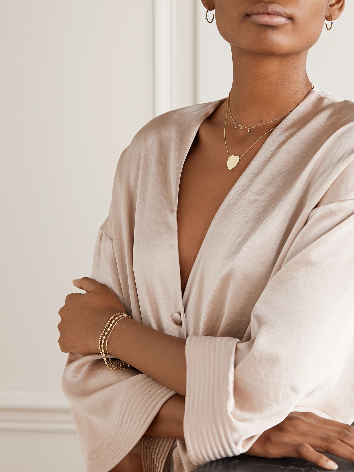 JENNIFER MEYER HAMMERED 18-KARAT GOLD NECKLACE