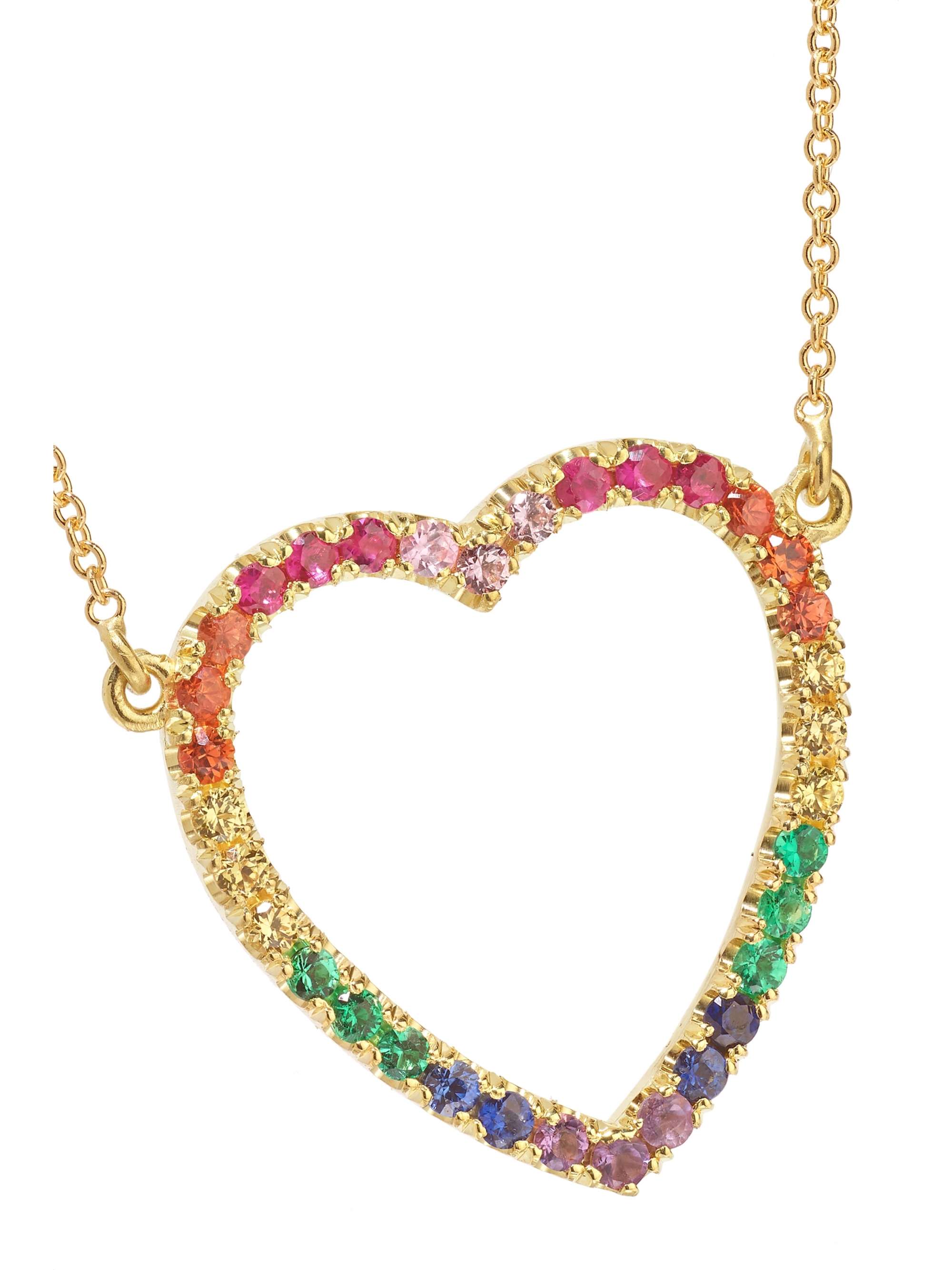 JENNIFER MEYER Large Open Heart 18-karat gold turquoise necklace
