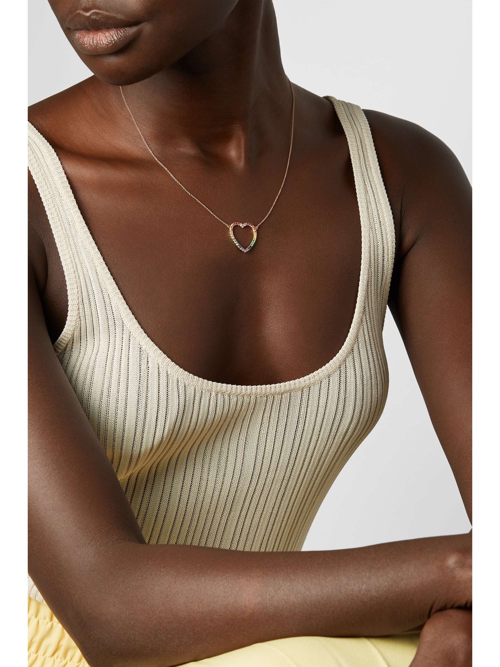 JENNIFER MEYER Large Open Heart 18-karat gold turquoise necklace