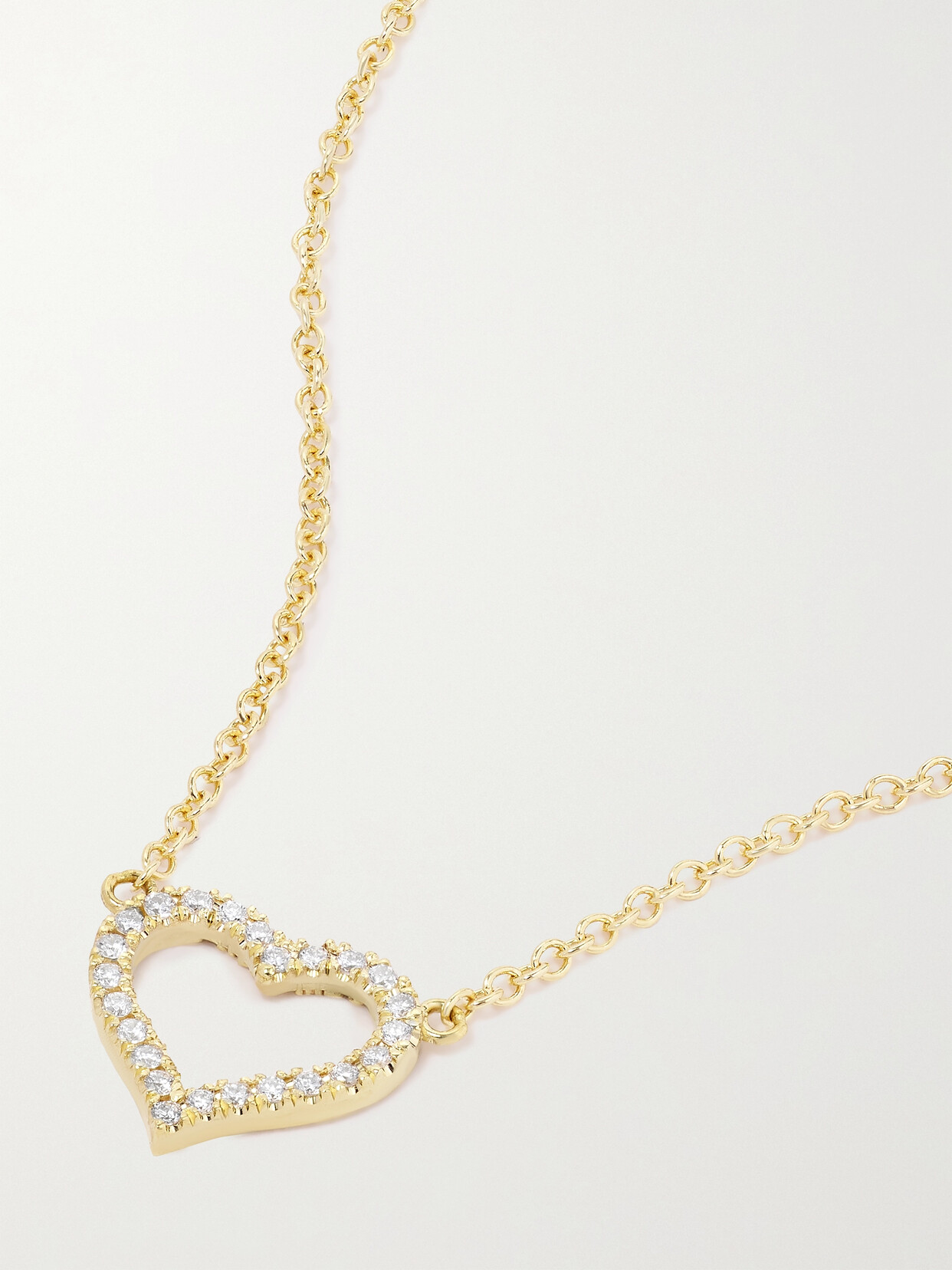 Jennifer Meyer Small Open Heart 18-karat Gold Diamond Necklace