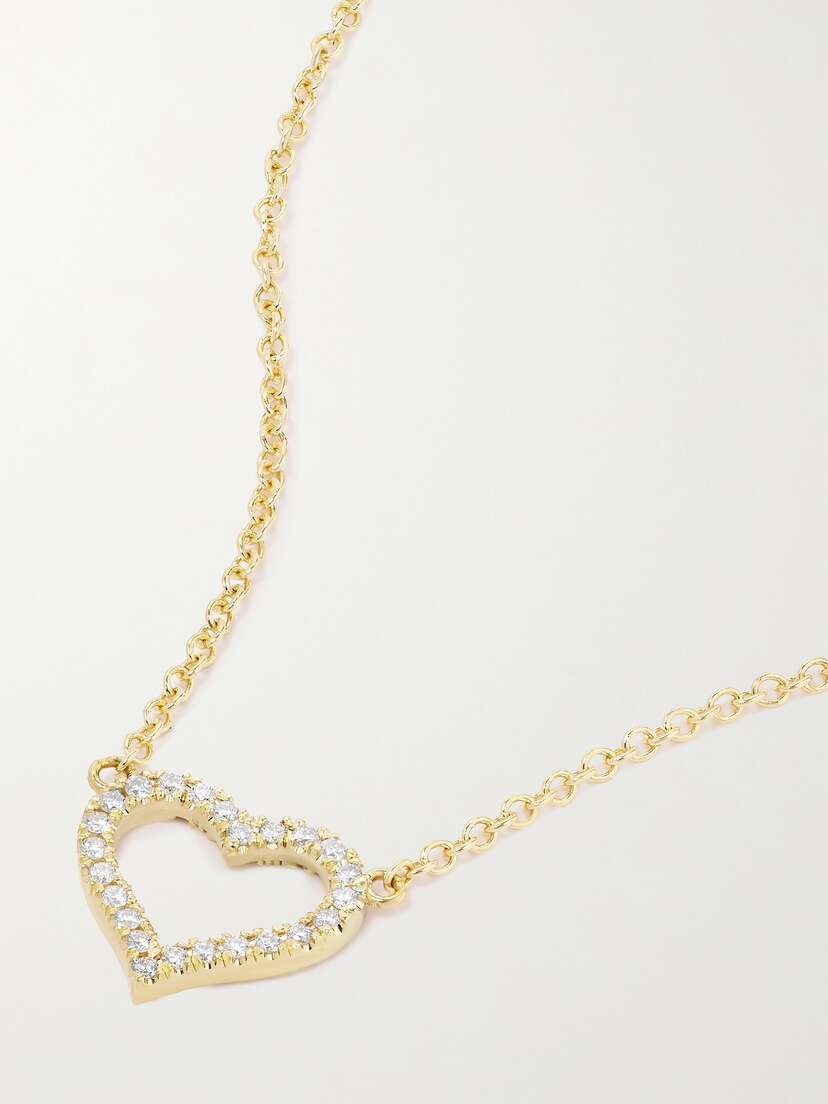 Jennifer Meyer Small Open Heart 18-karat Gold Diamond Necklace