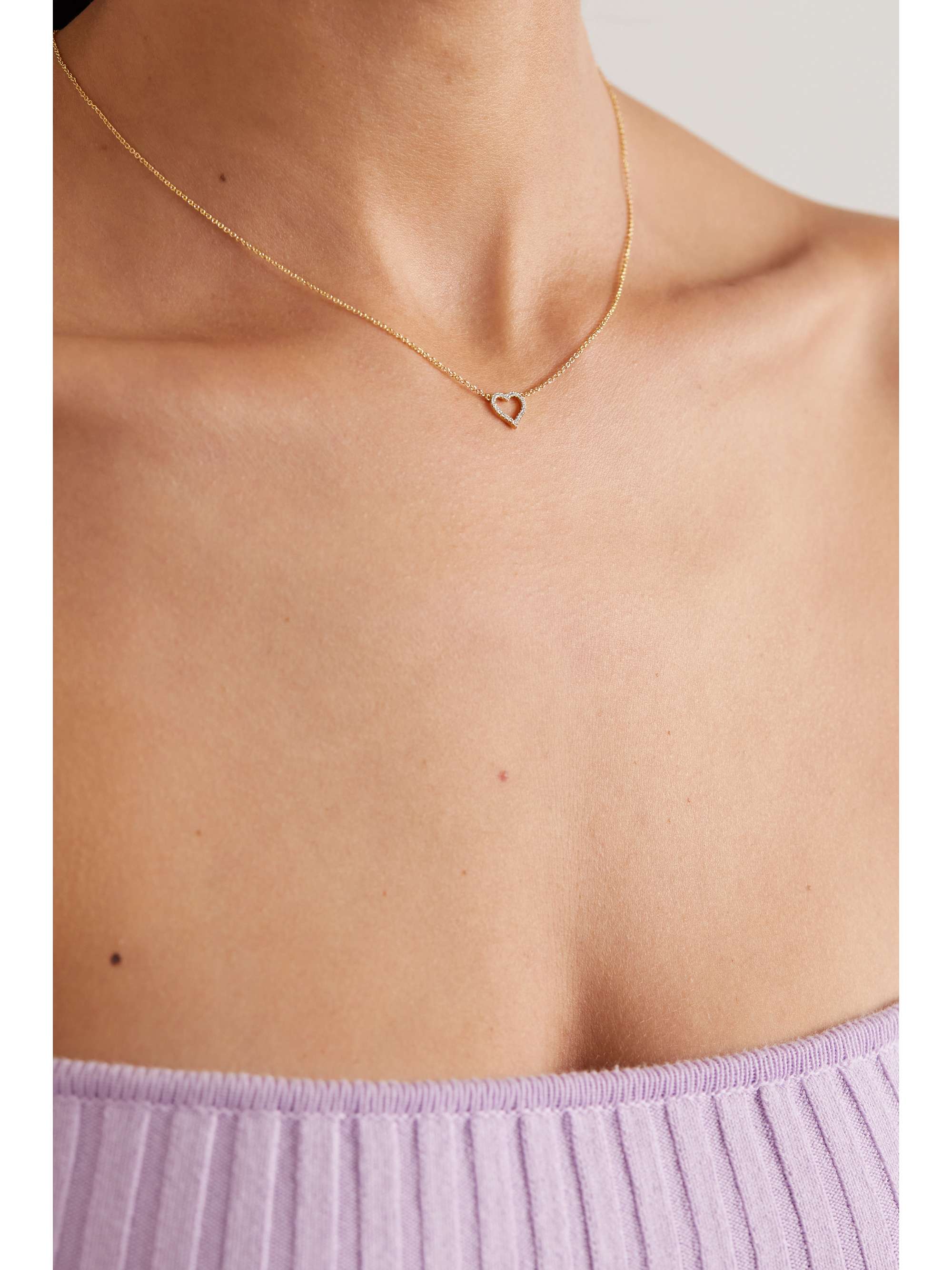 JENNIFER MEYER Small Open Heart 18-karat gold diamond necklace