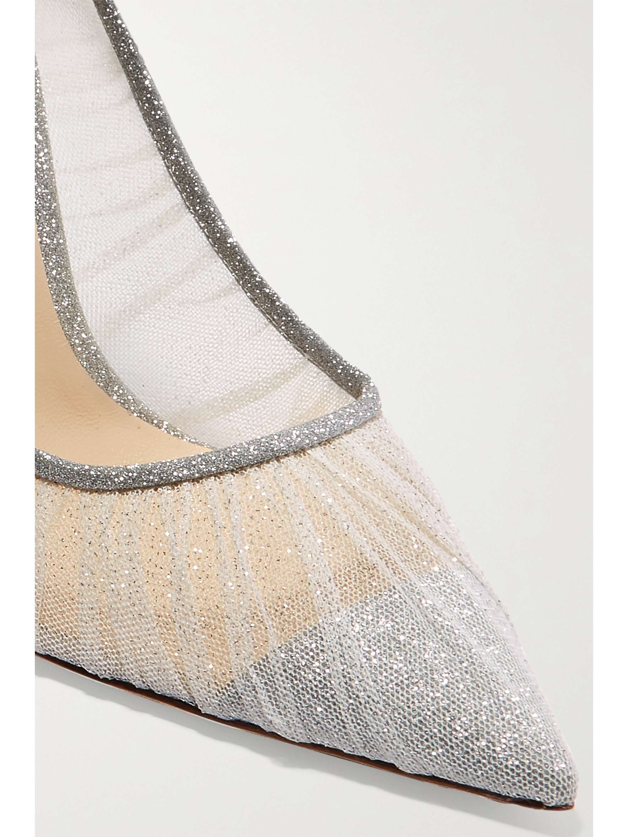 JIMMY CHOO Love 100 glittered tulle and canvas pumps