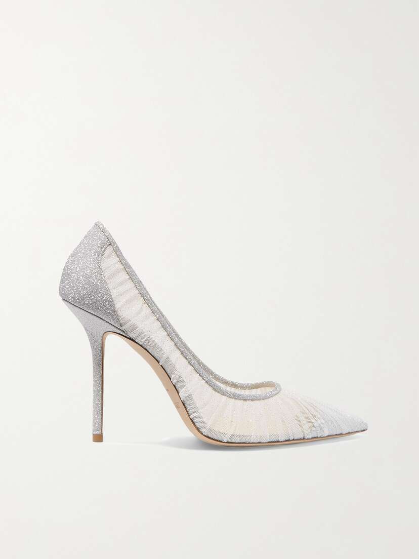 Jimmy Choo Love 100 Glittered Tulle And Canvas Pumps