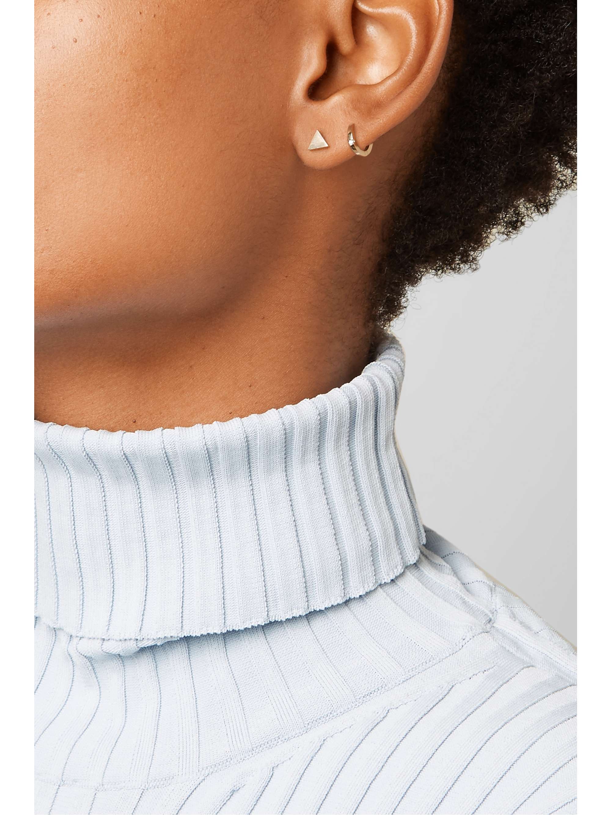JENNIFER MEYER Mini Triangle 18-karat gold turquoise earrings