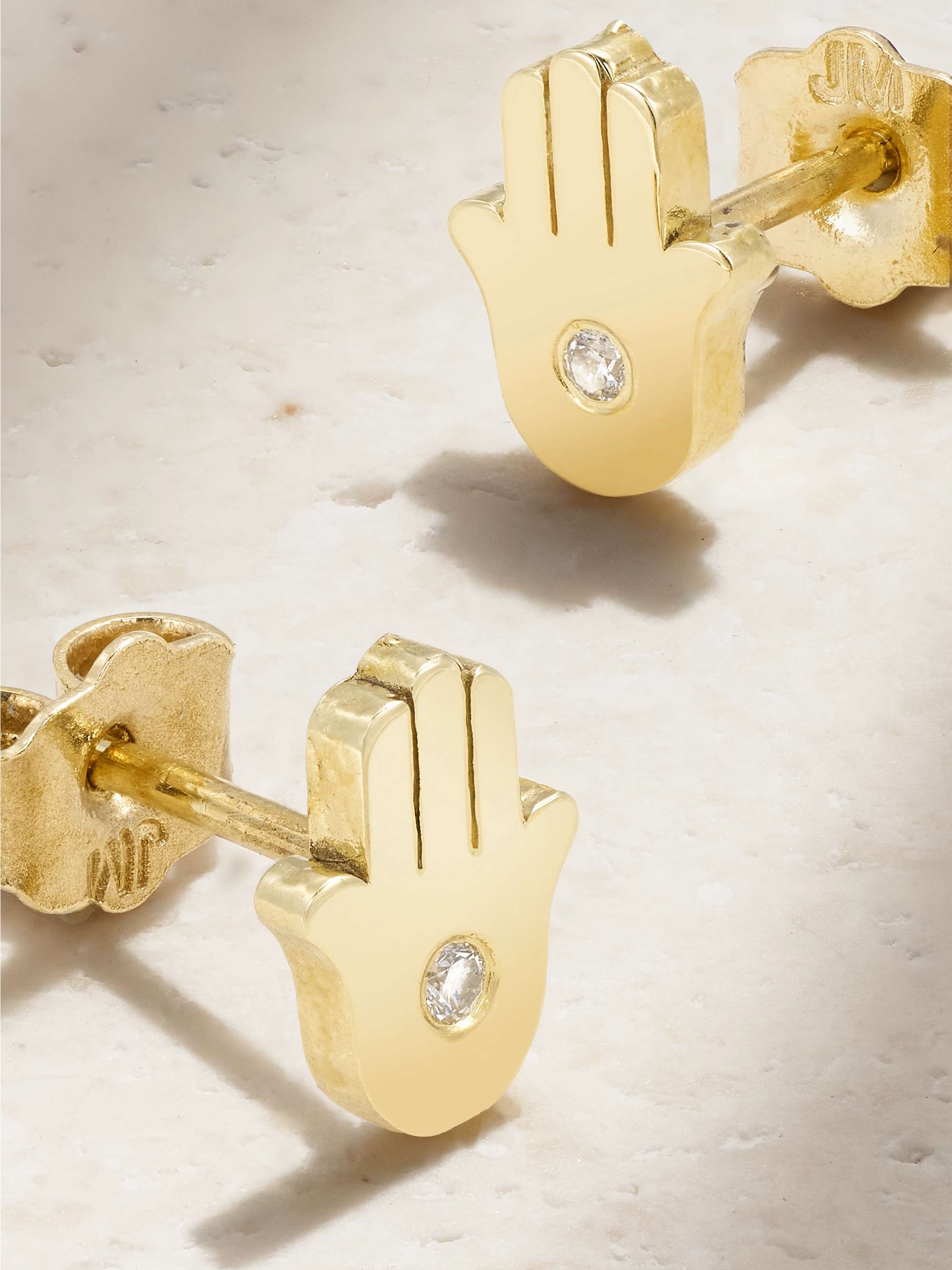 JENNIFER MEYER Mini Hamsa 18-karat gold diamond earrings