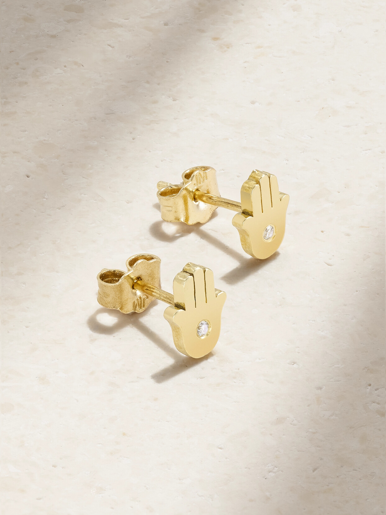 Jennifer Meyer - Mini Hamsa 18-karat Gold Diamond Earrings - One size