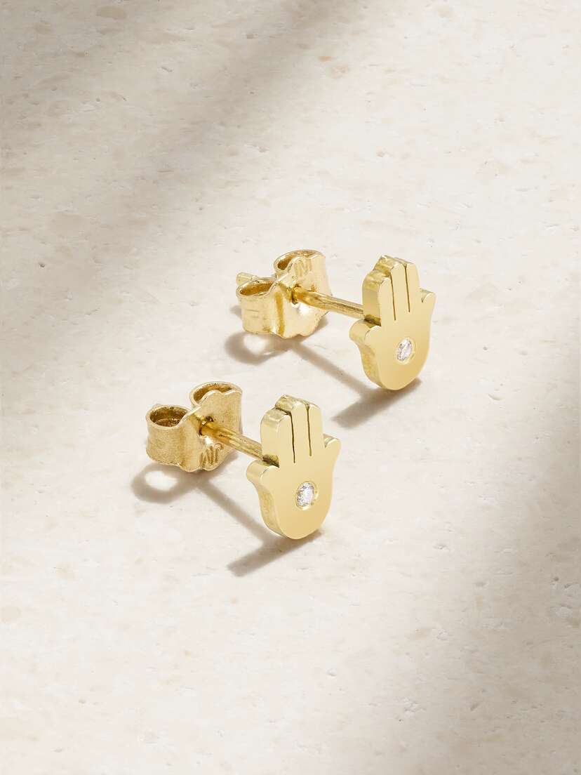 Jennifer Meyer Mini Hamsa 18-karat Gold Diamond Earrings