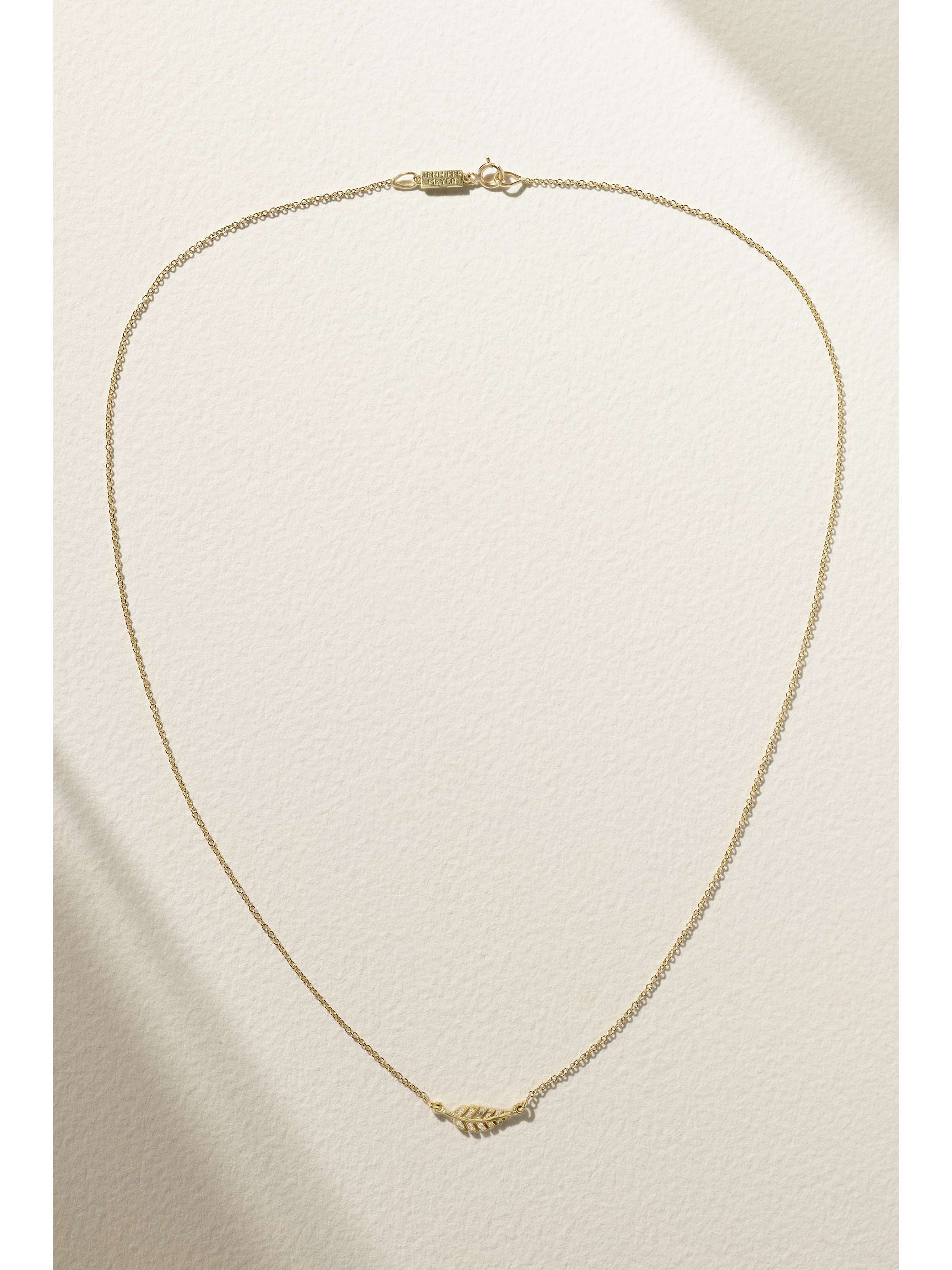 JENNIFER MEYER Mini Leaf 18-karat gold diamond necklace