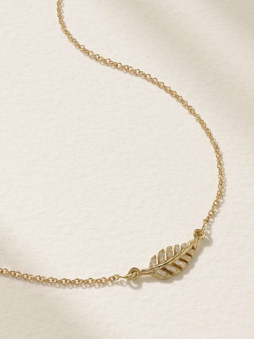 Jennifer Meyer Mini Leaf 18-karat Gold Diamond Necklace