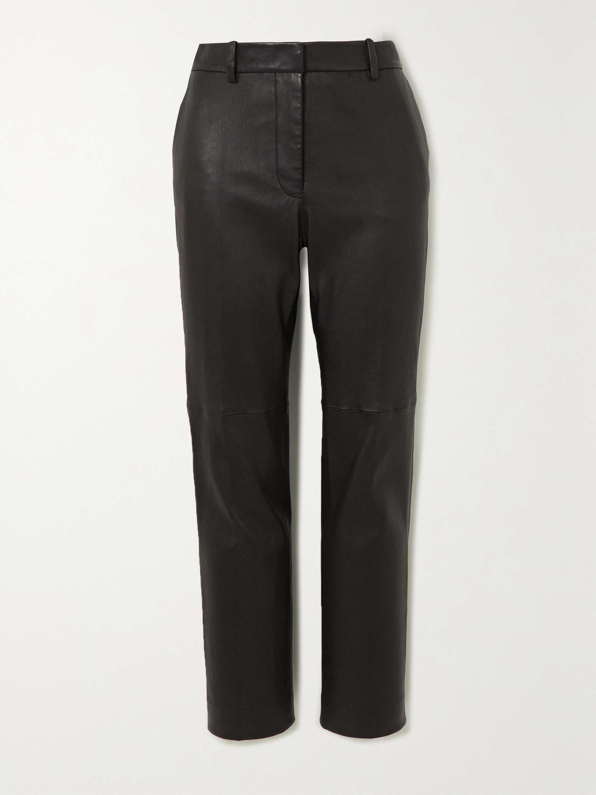 JOSEPH Coleman Leather Straight Pants in Green