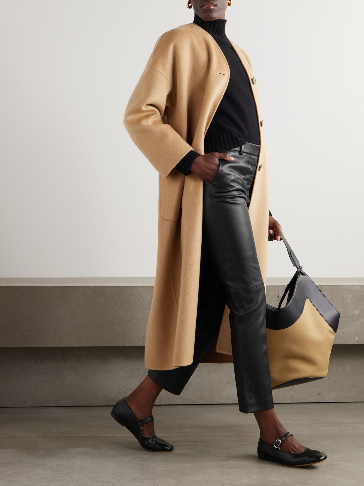 Joseph Coleman Leather Slim-fit Pants In Black