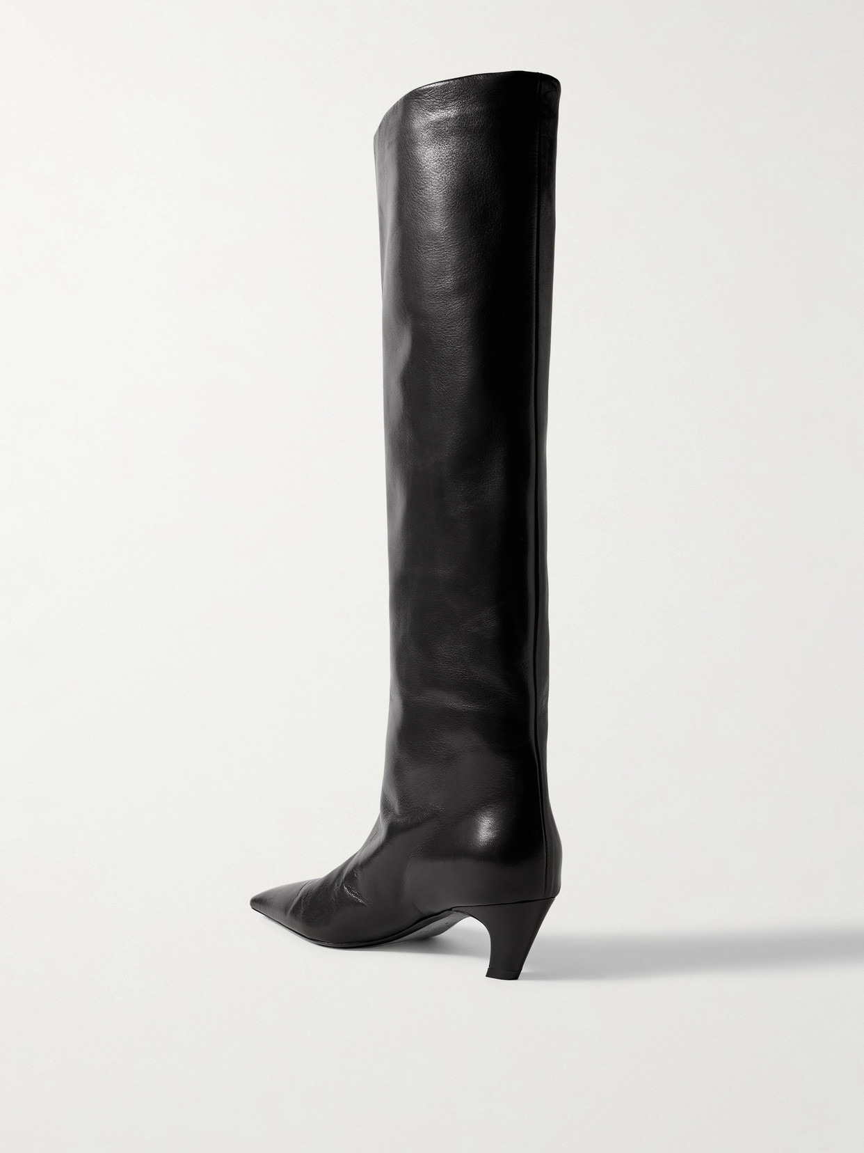 Khaite Davis Slouchy Leather Knee Boots In Black