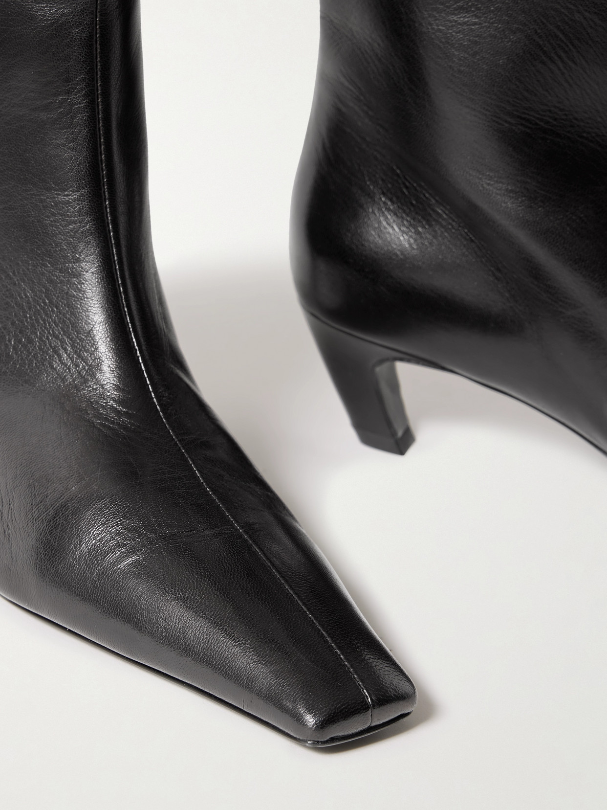 Khaite Davis Slouchy Leather Knee Boots In Black