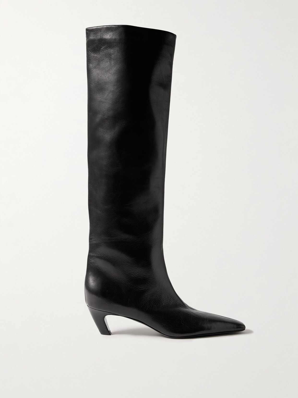 Shop Khaite Davis Leather Knee Boots In Black