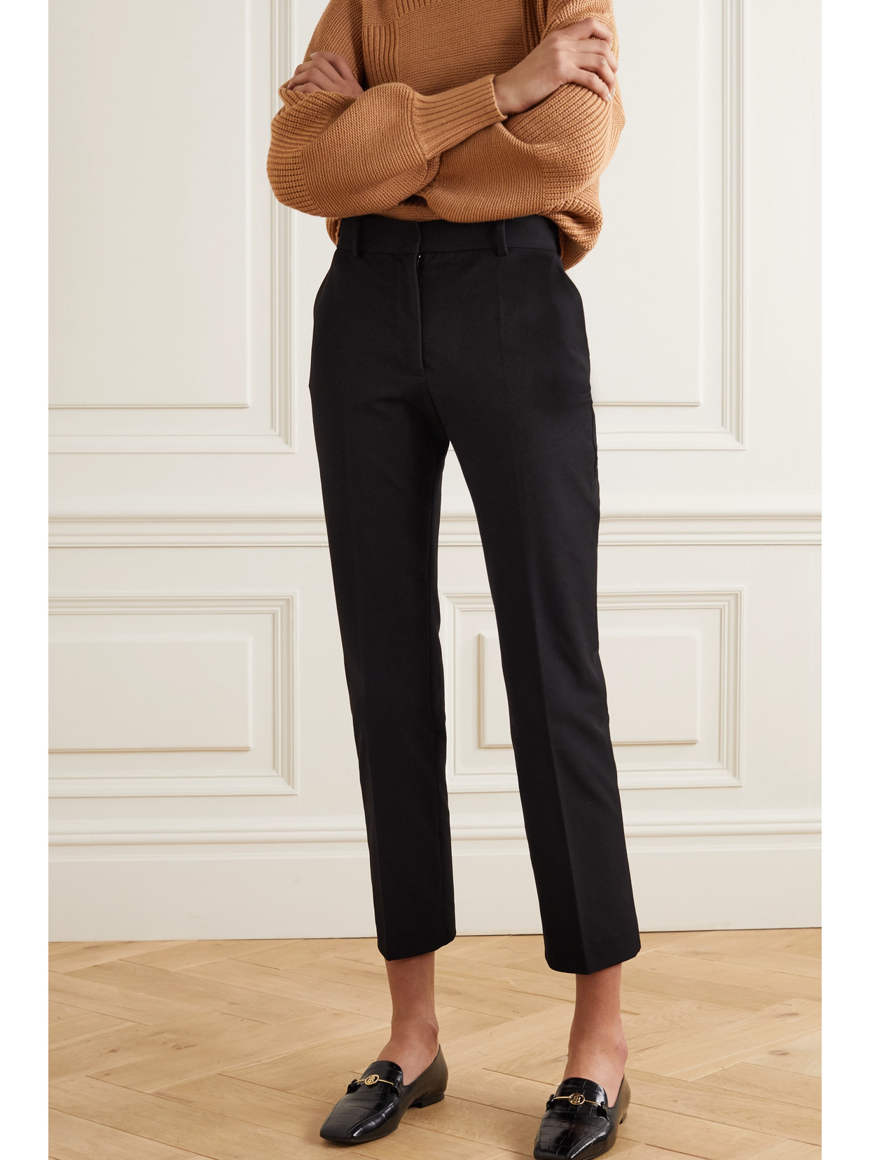 Shop Joseph Coleman Gabardine Slim-leg Pants In Black