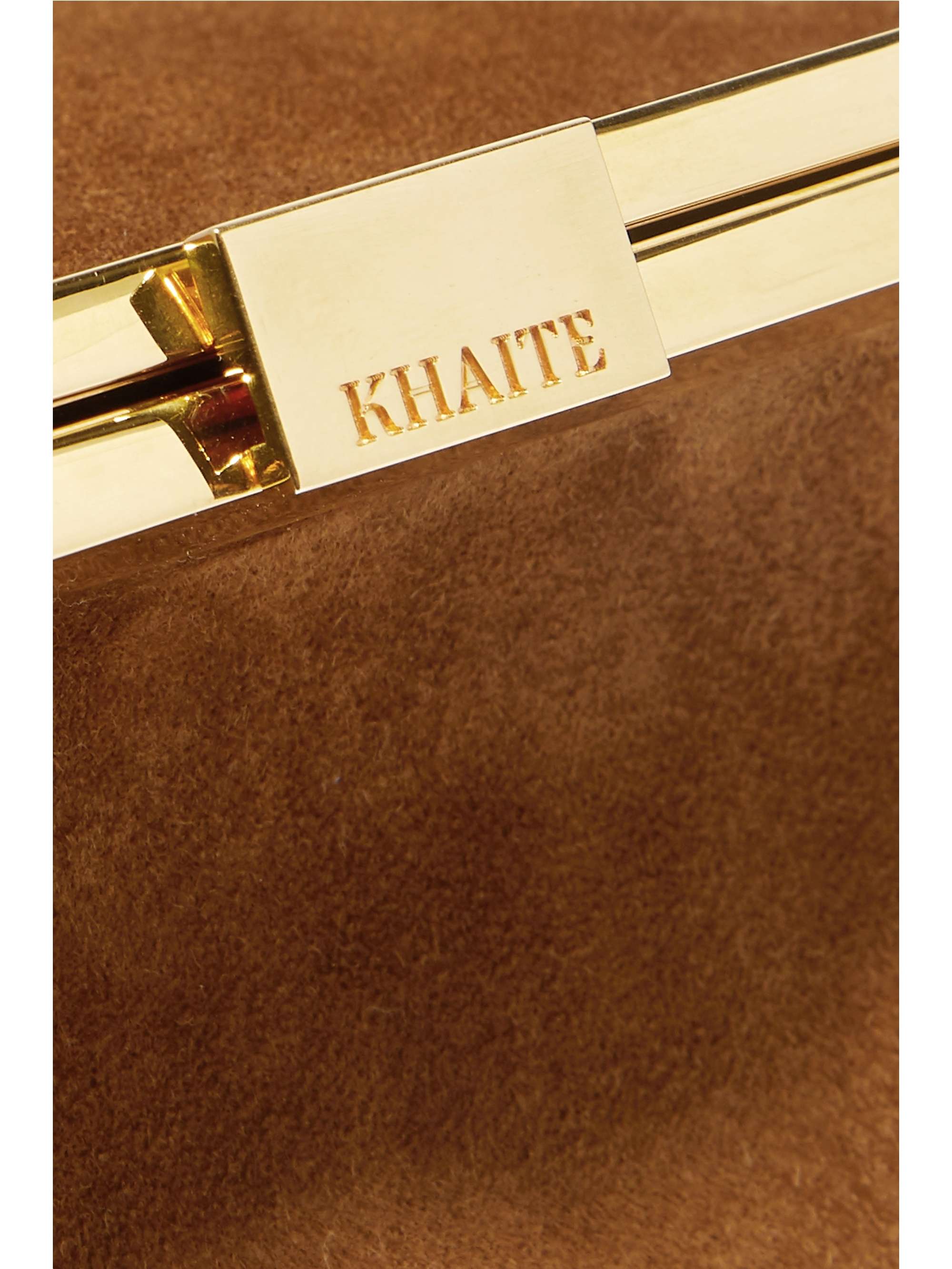 KHAITE Envelope Pleat suede clutch