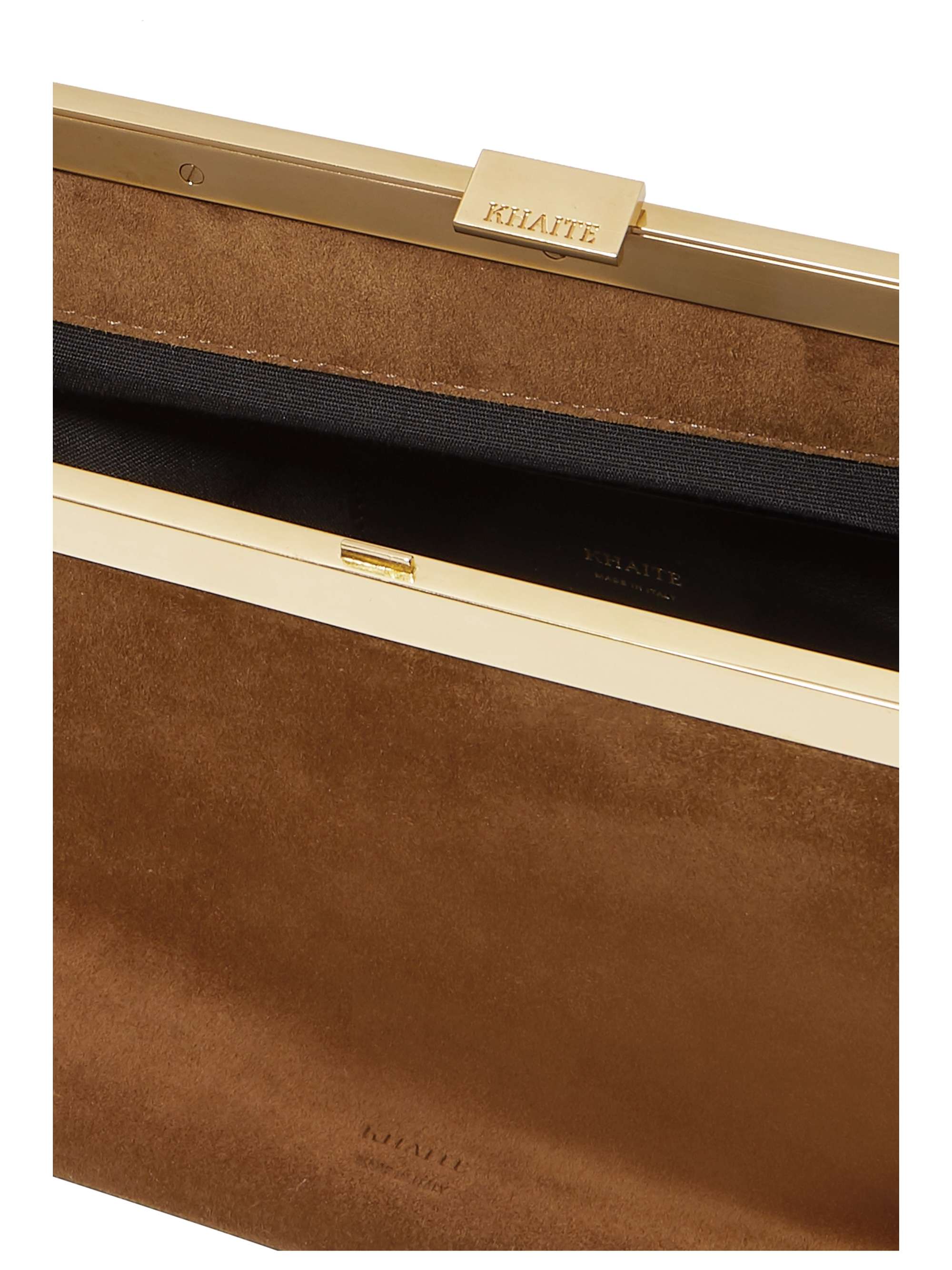 KHAITE Envelope Pleat suede clutch