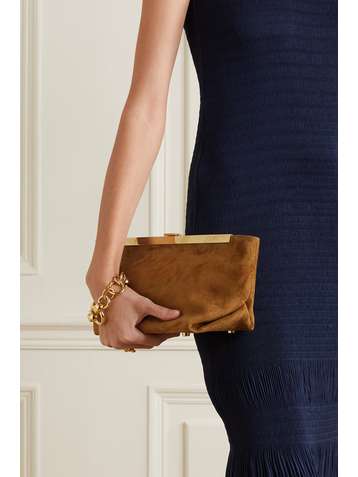 Khaite The Aimee Envelope Pleat Leather Clutch