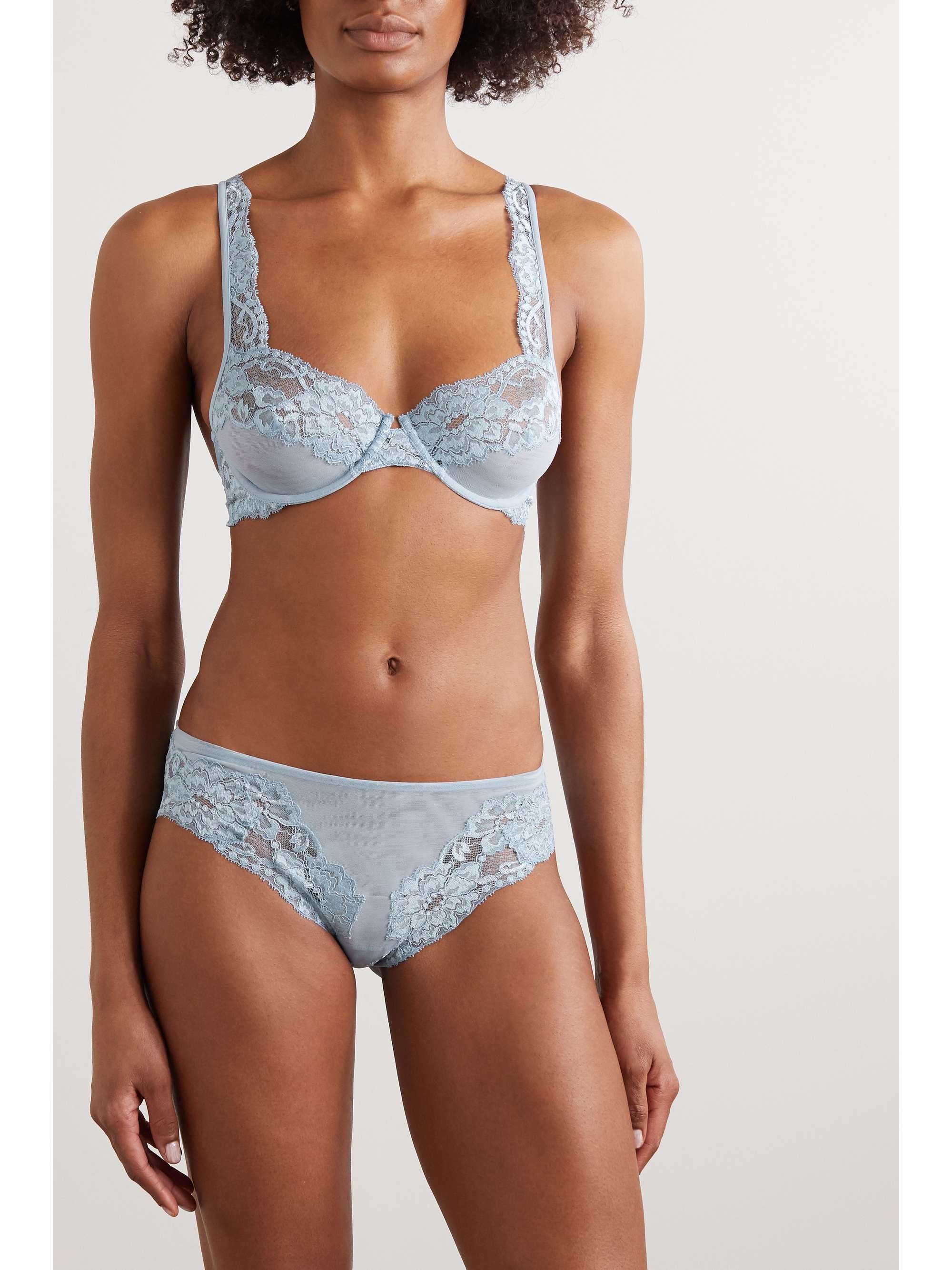 LA PERLA Tres Souple Leavers lace and tulle underwired bra