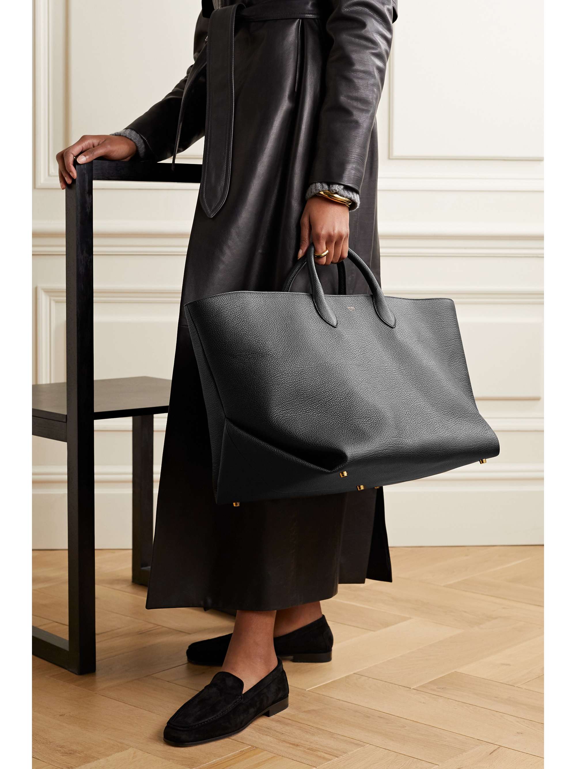 textured leather tote