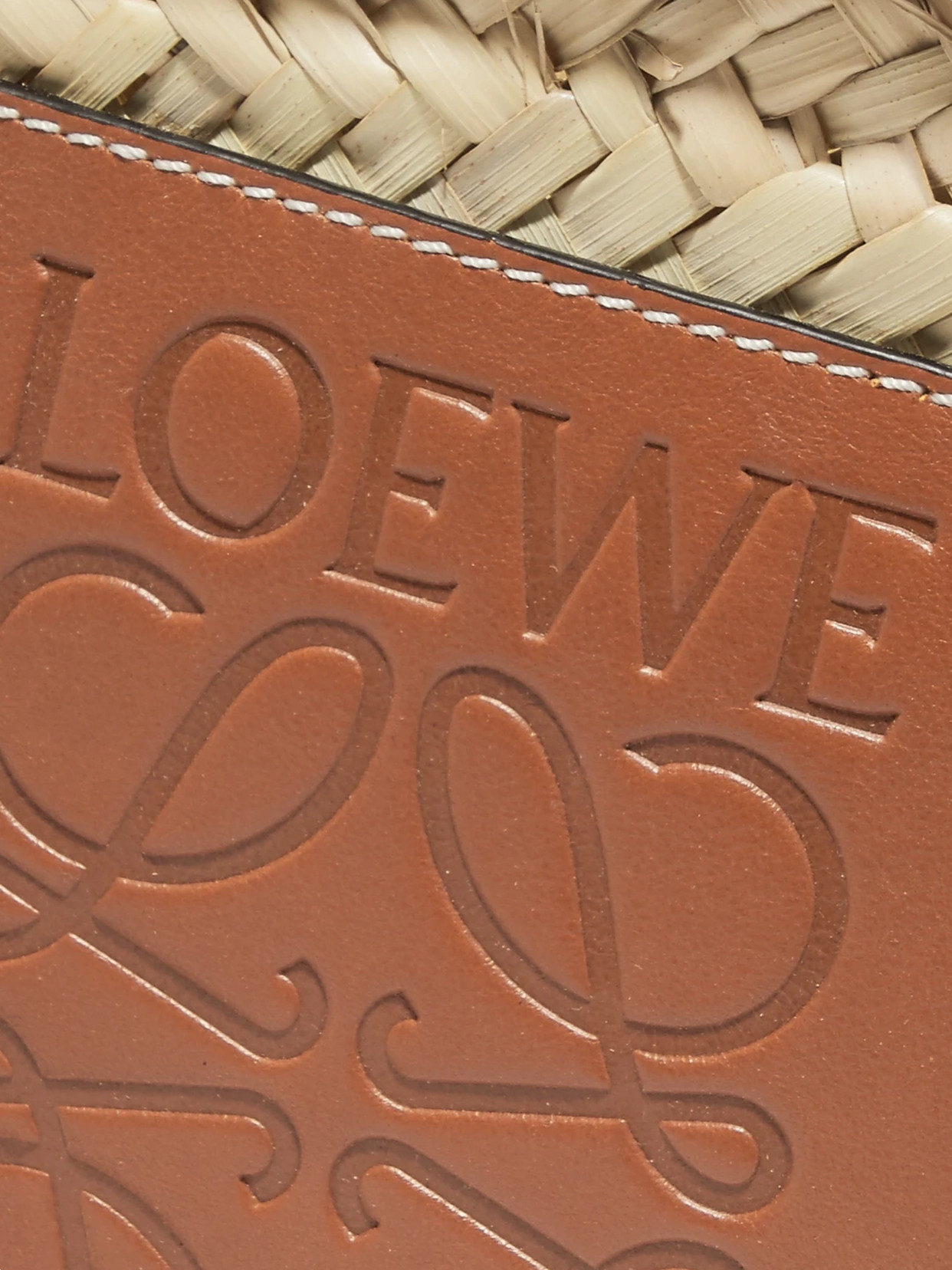 Loewe Small Leather-trimmed Woven Raffia Tote In Tan