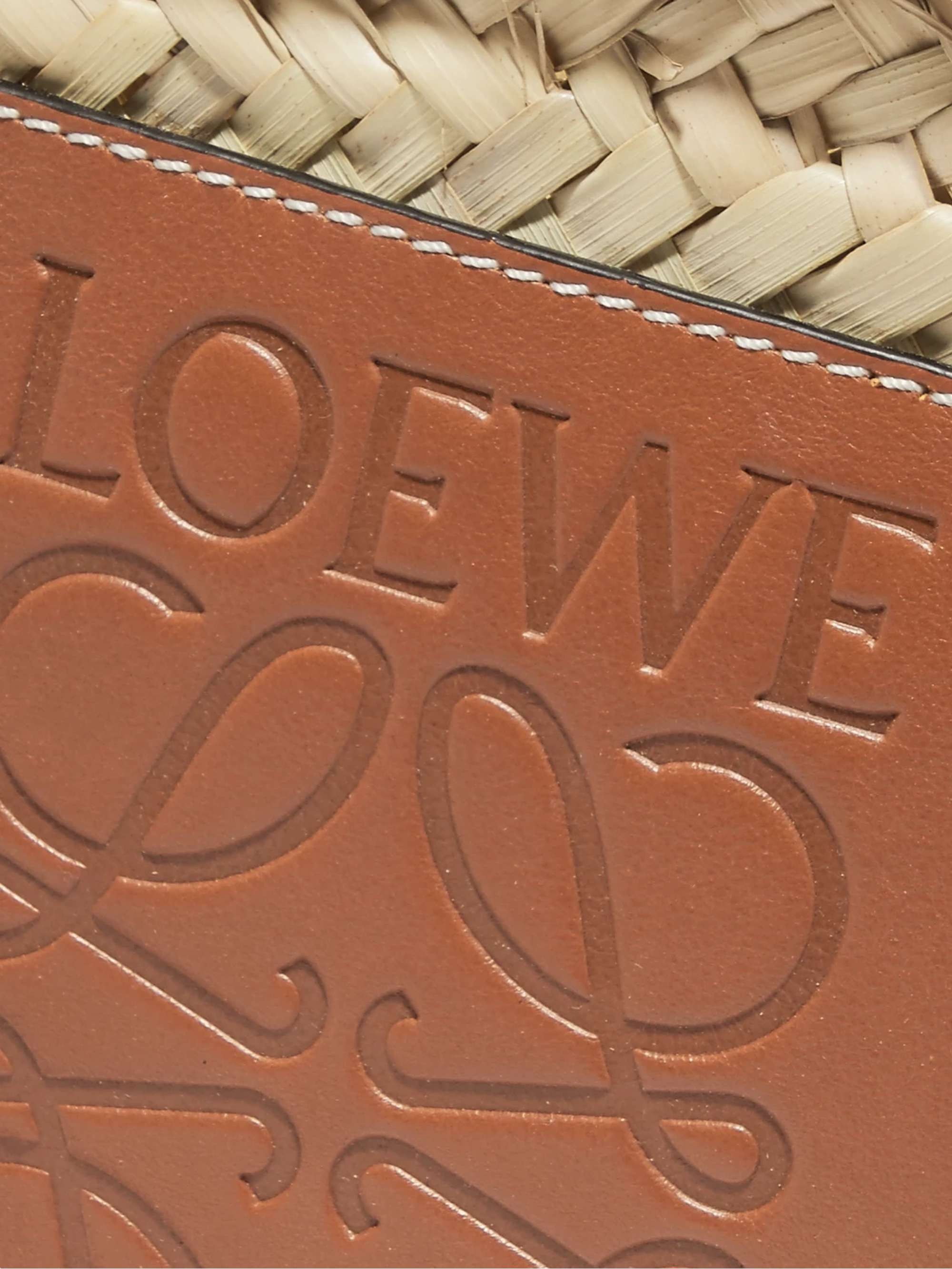 LOEWE Small leather-trimmed woven raffia tote