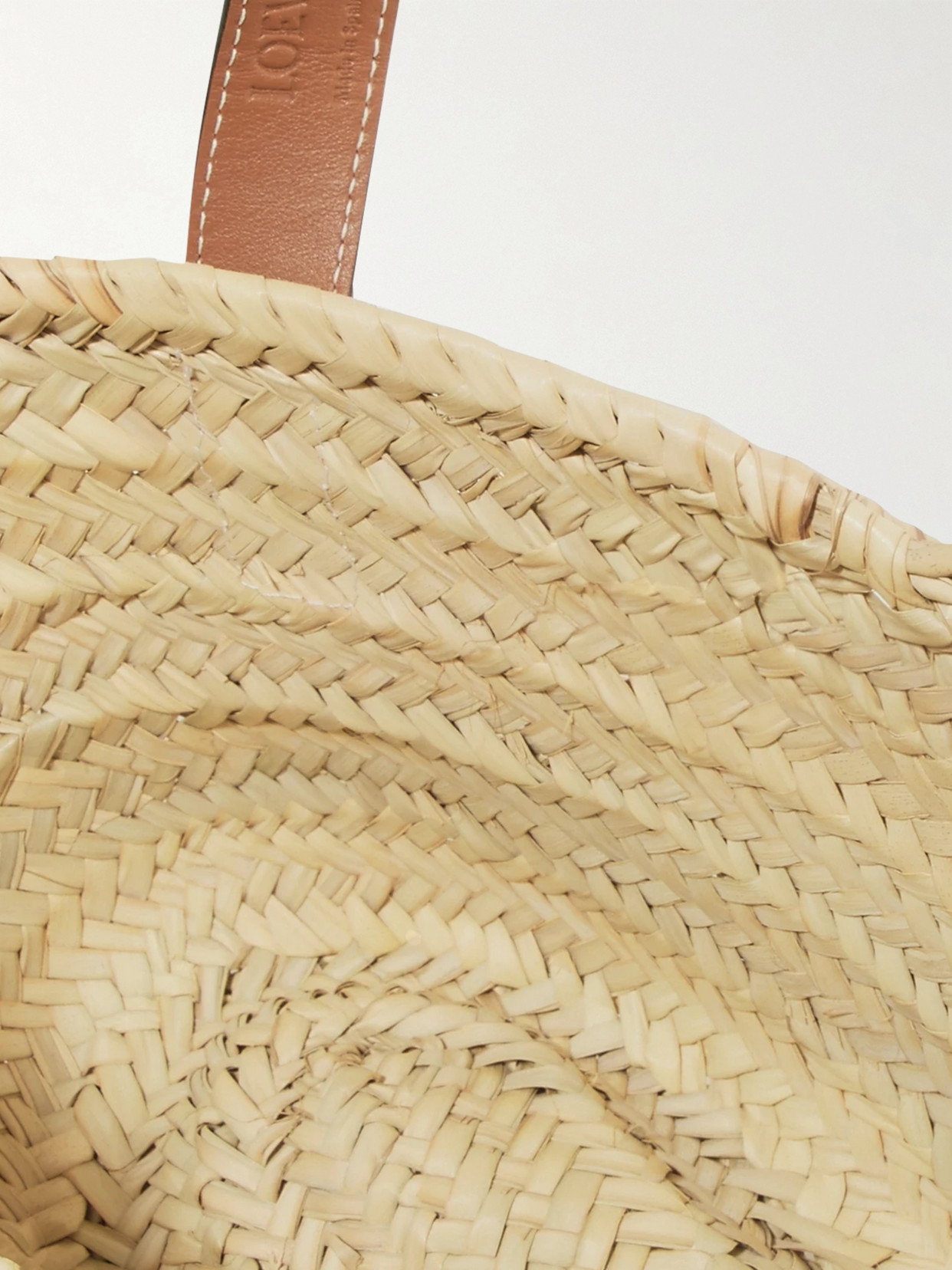 Shop Loewe Small Leather-trimmed Woven Raffia Tote In Tan