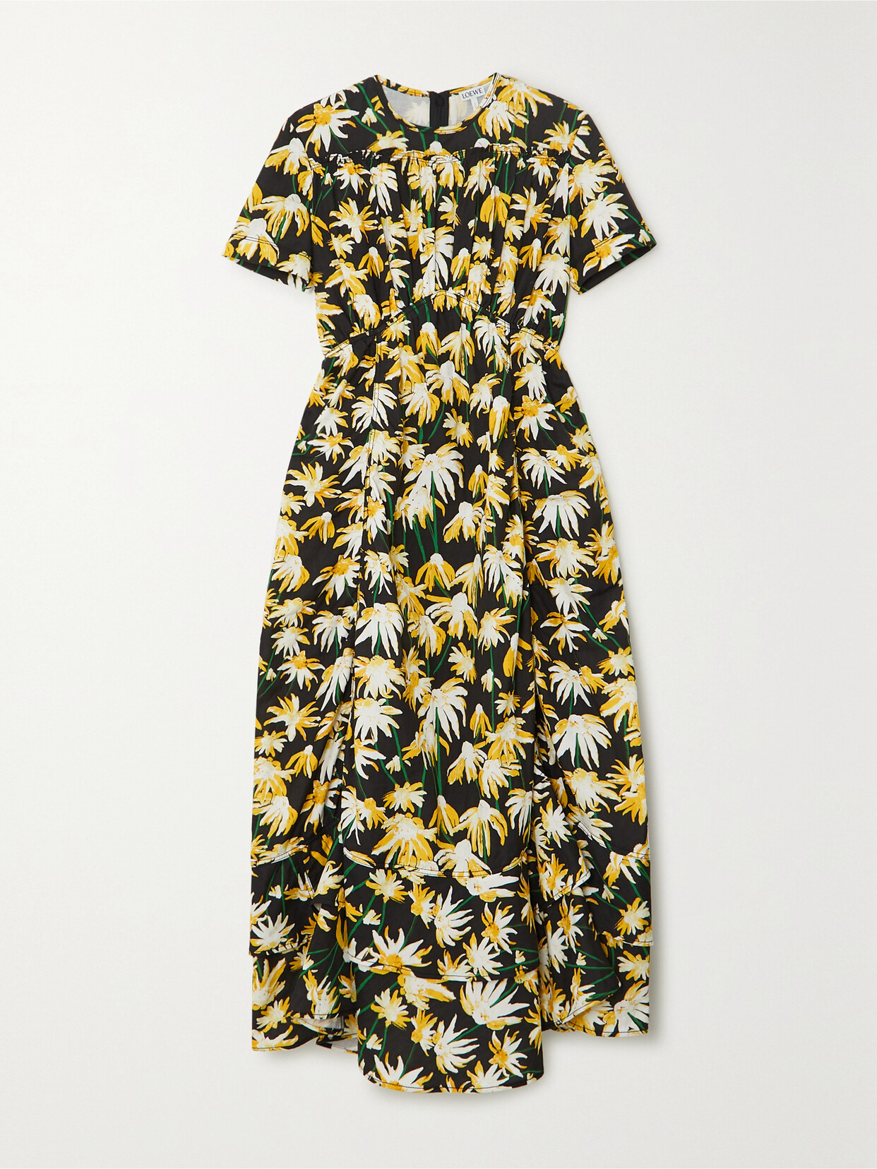 LOEWE FLORAL-PRINT COTTON MIDI DRESS