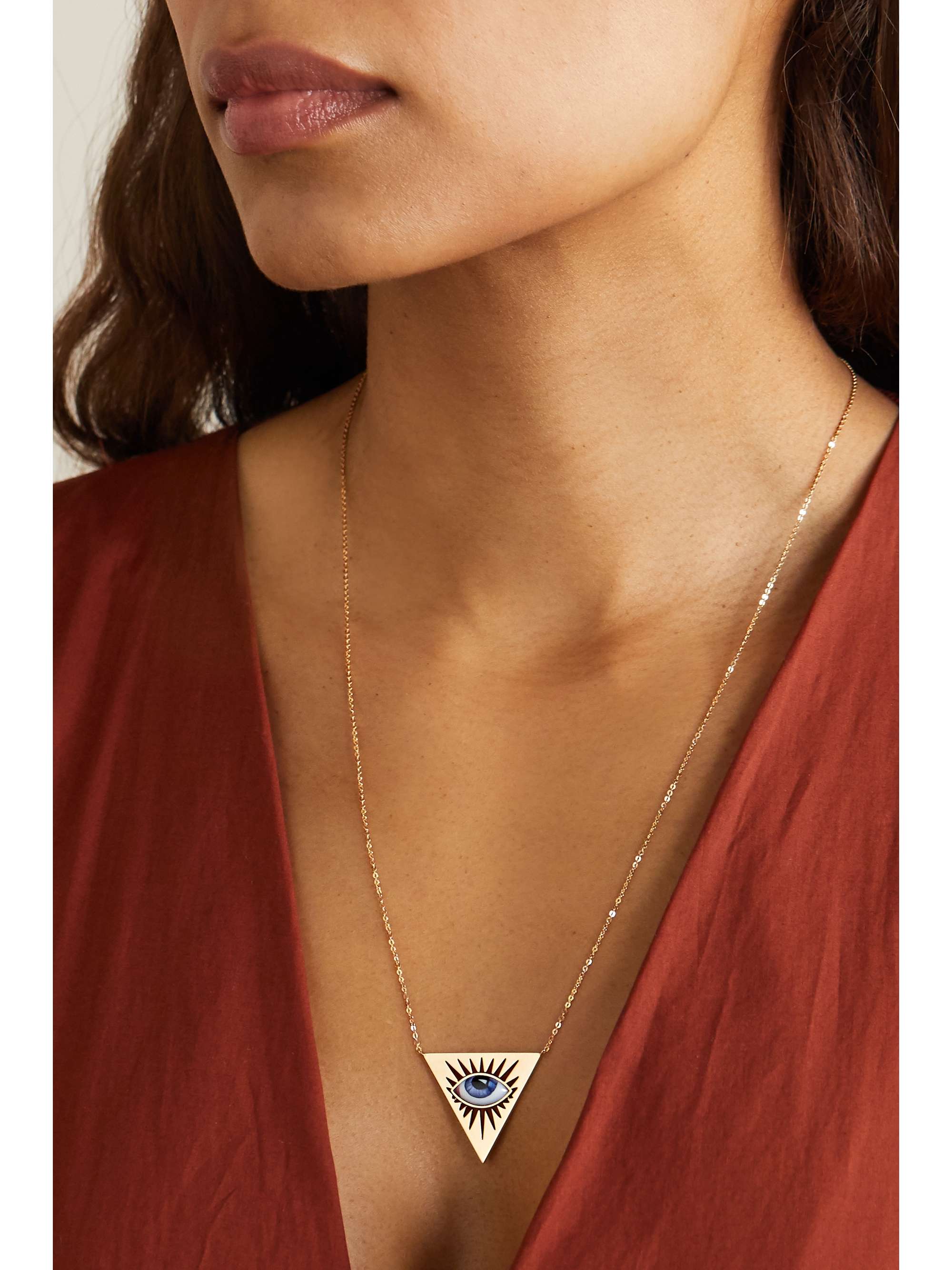 LITO Tu Es Partout 14-karat gold and enamel necklace