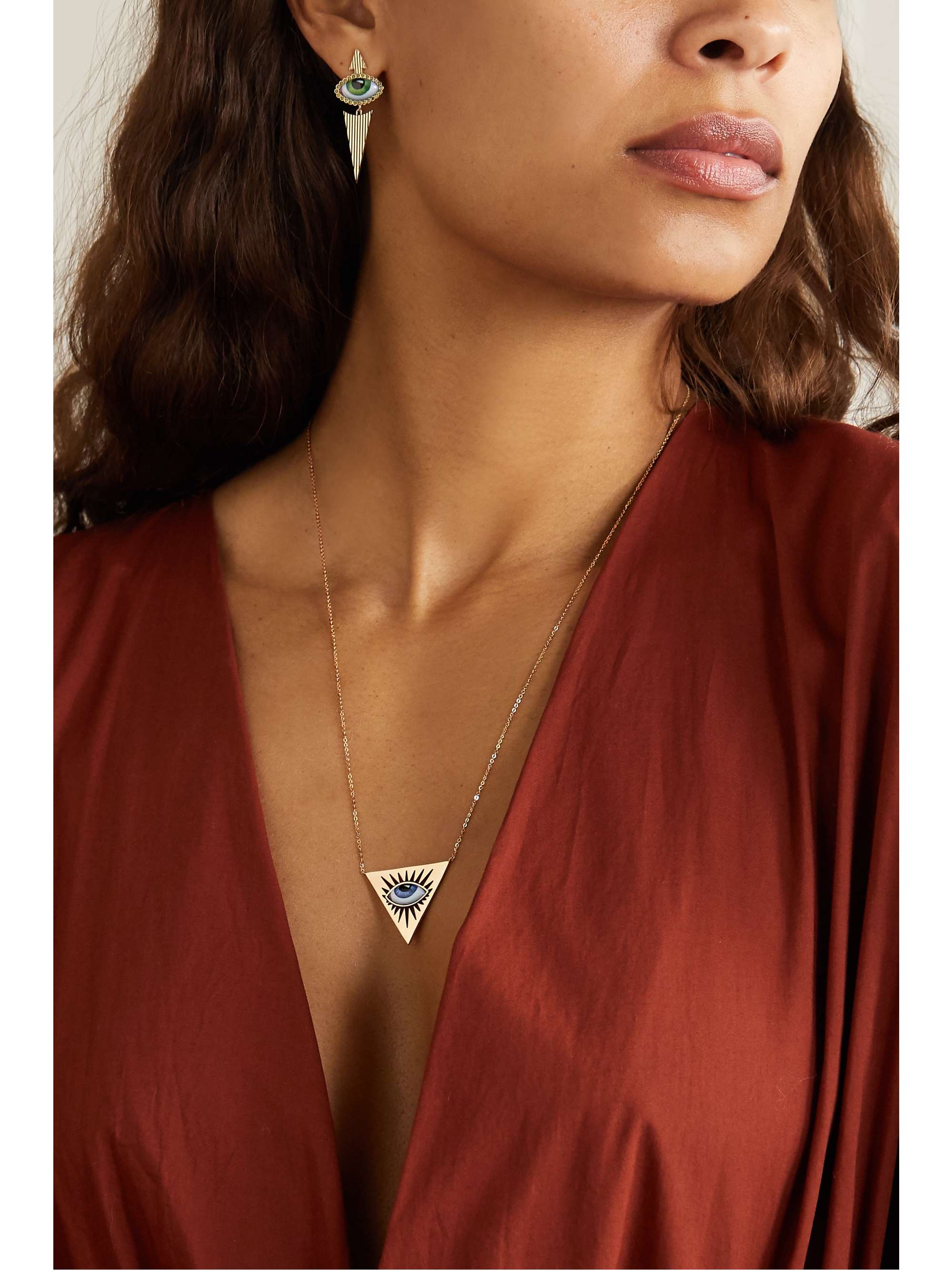 LITO Tu Es Partout 14-karat gold and enamel necklace