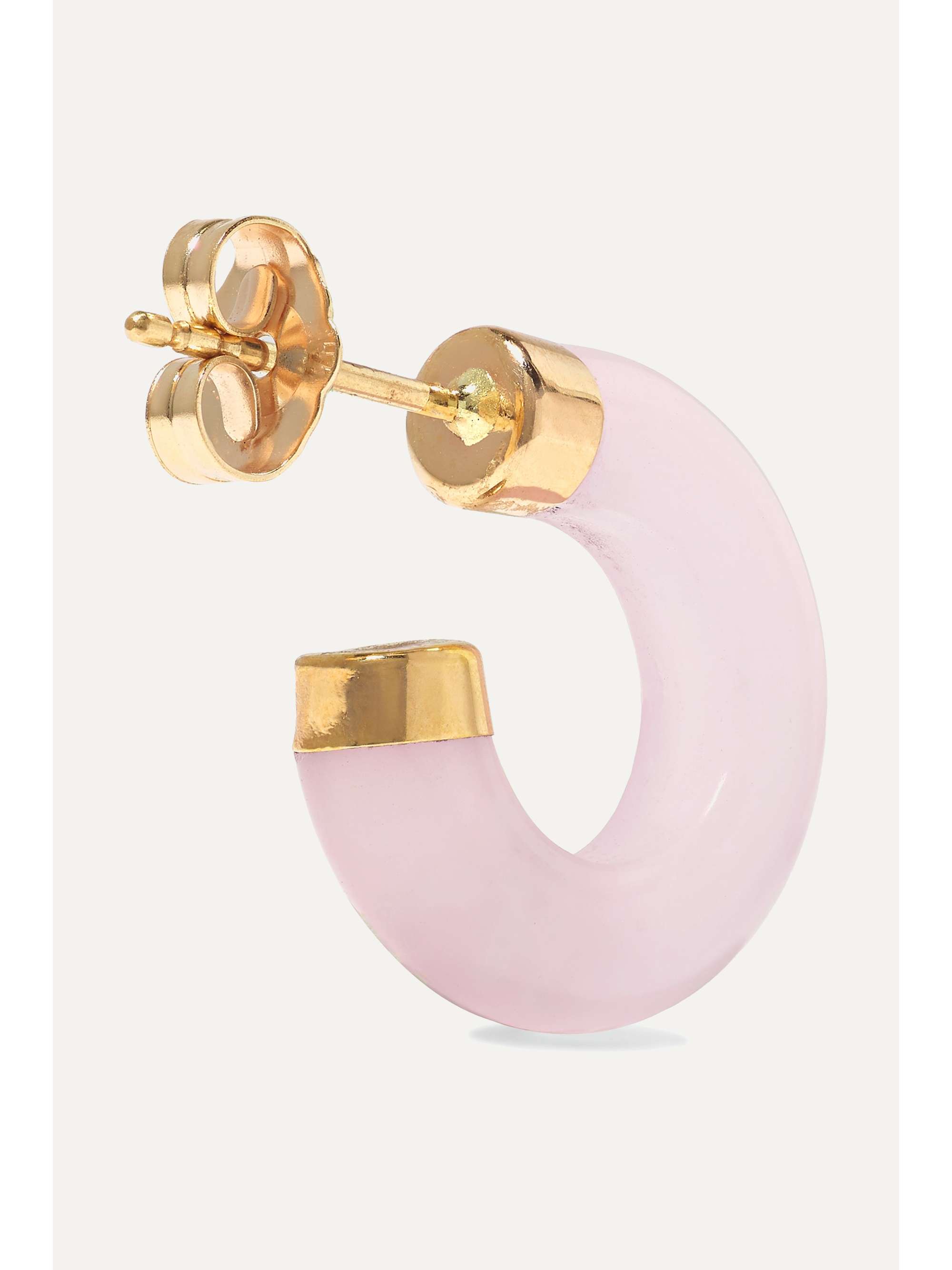 LOREN STEWART 14-karat gold rose quartz hoop earrings